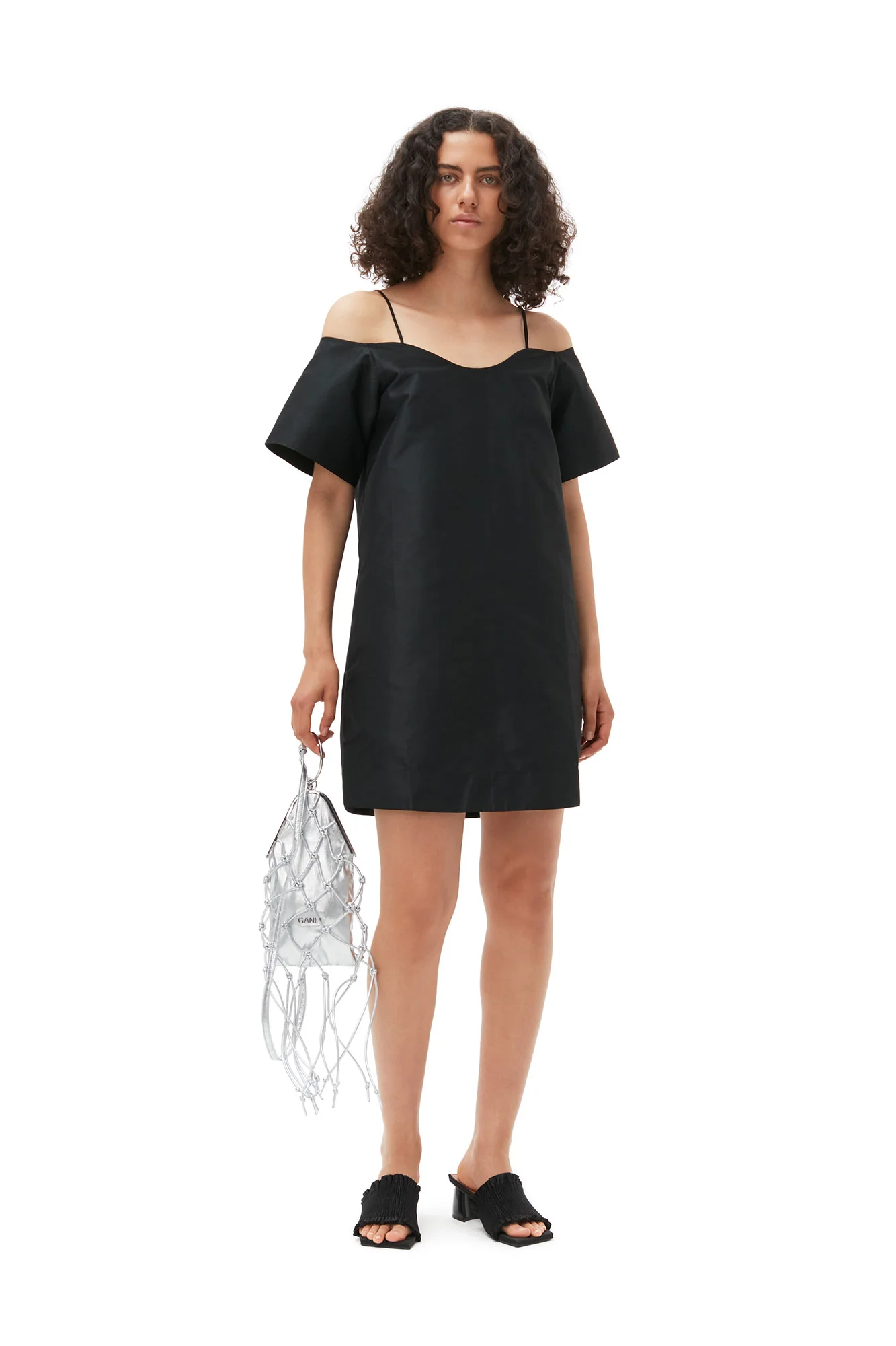 Taffeta Mini Dress | Black - Image 7