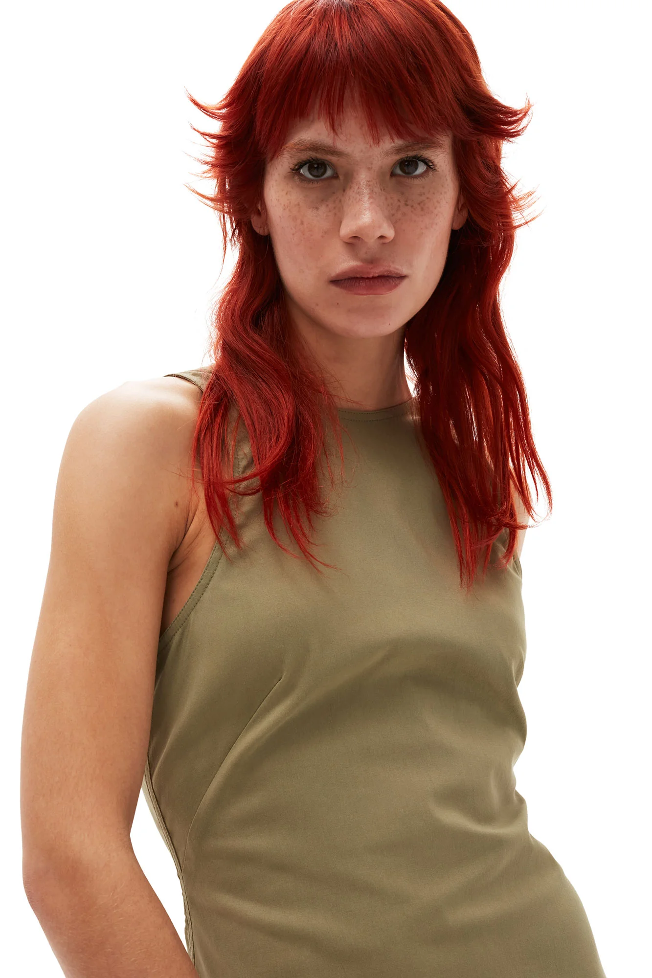 Taffeta Mix Open Back Dress | Aloe - Image 5