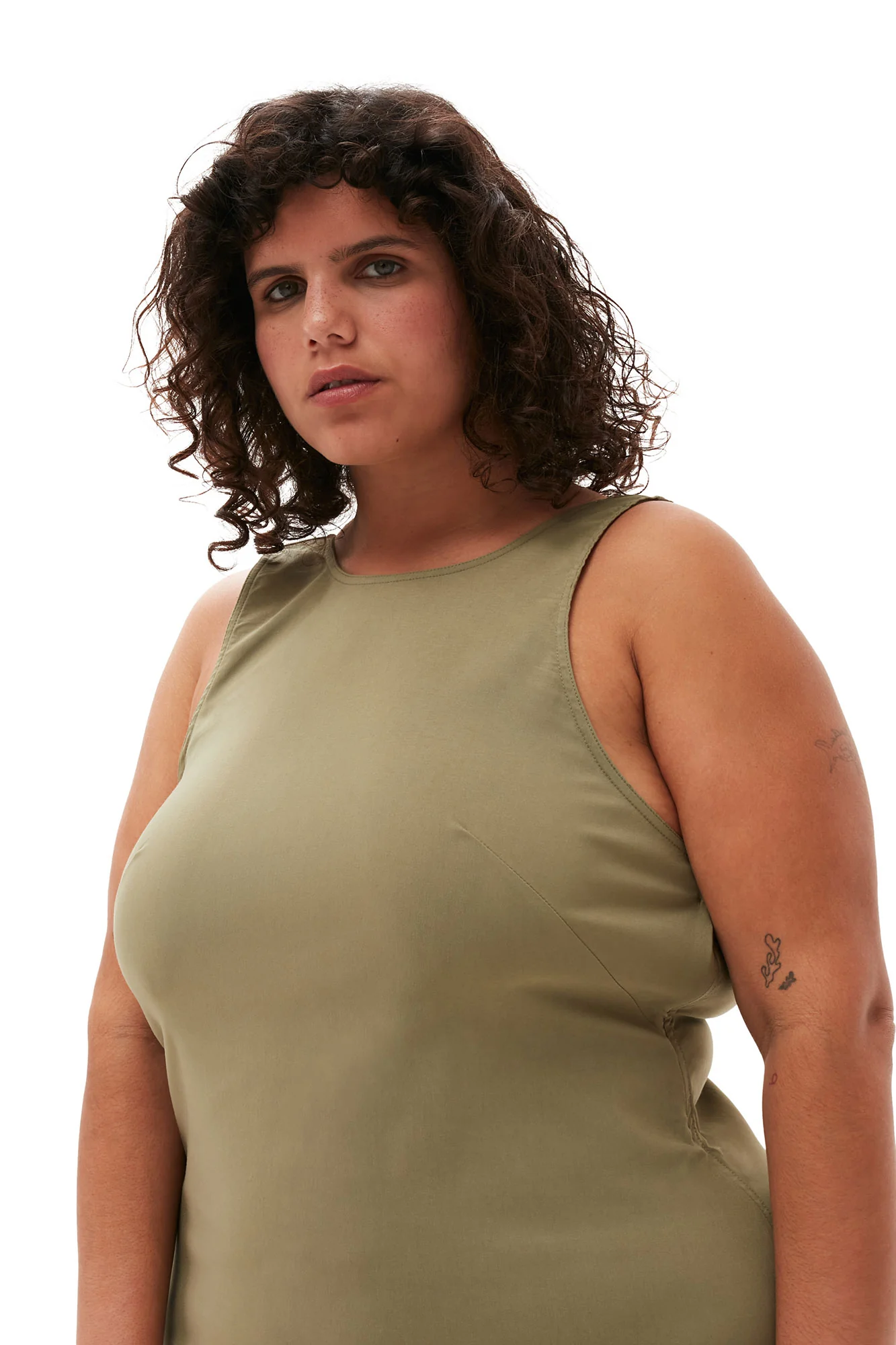 Taffeta Mix Open Back Dress | Aloe - Image 8