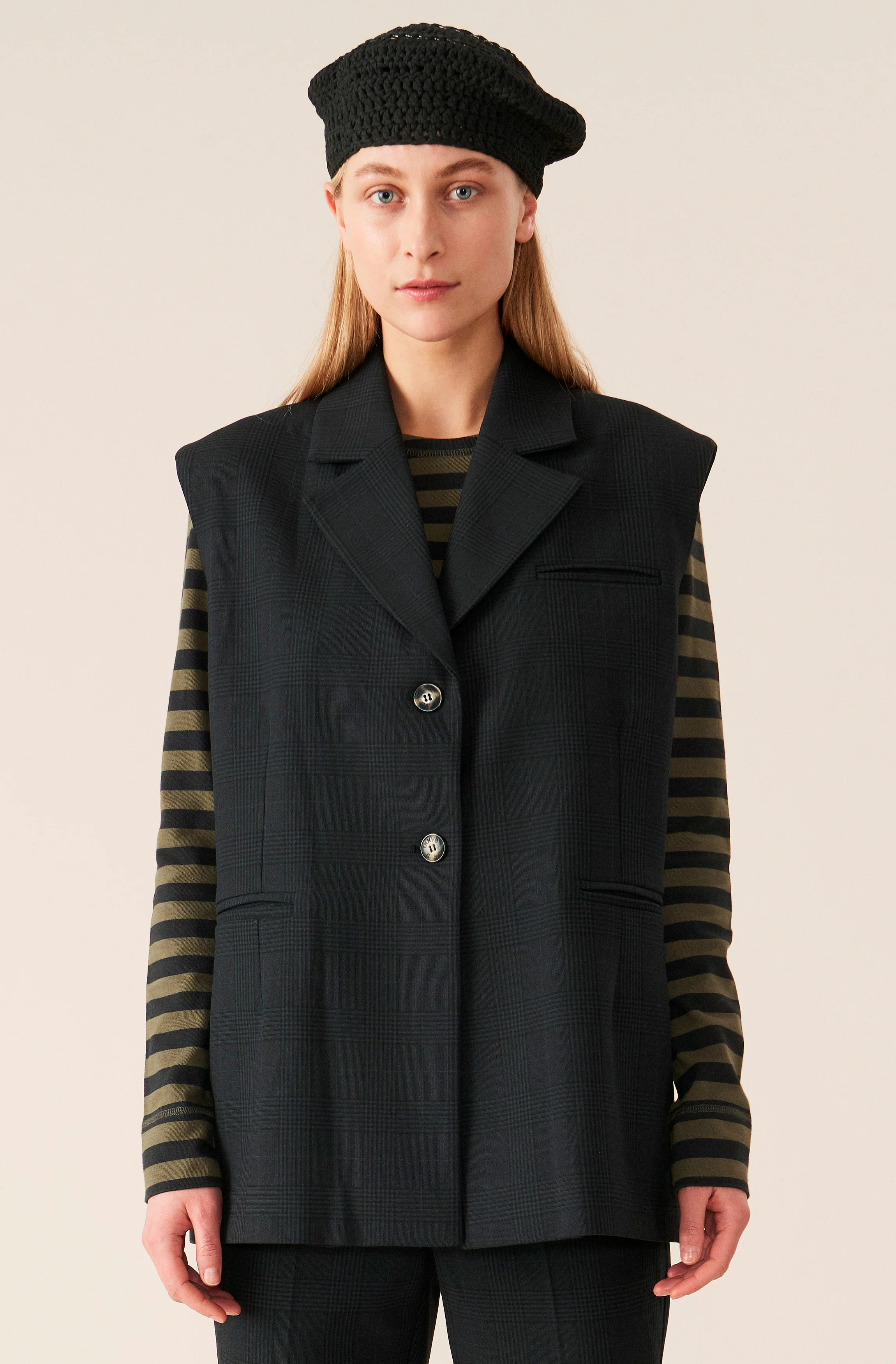 Tartan Oversized Vest | Phantom - Image 2