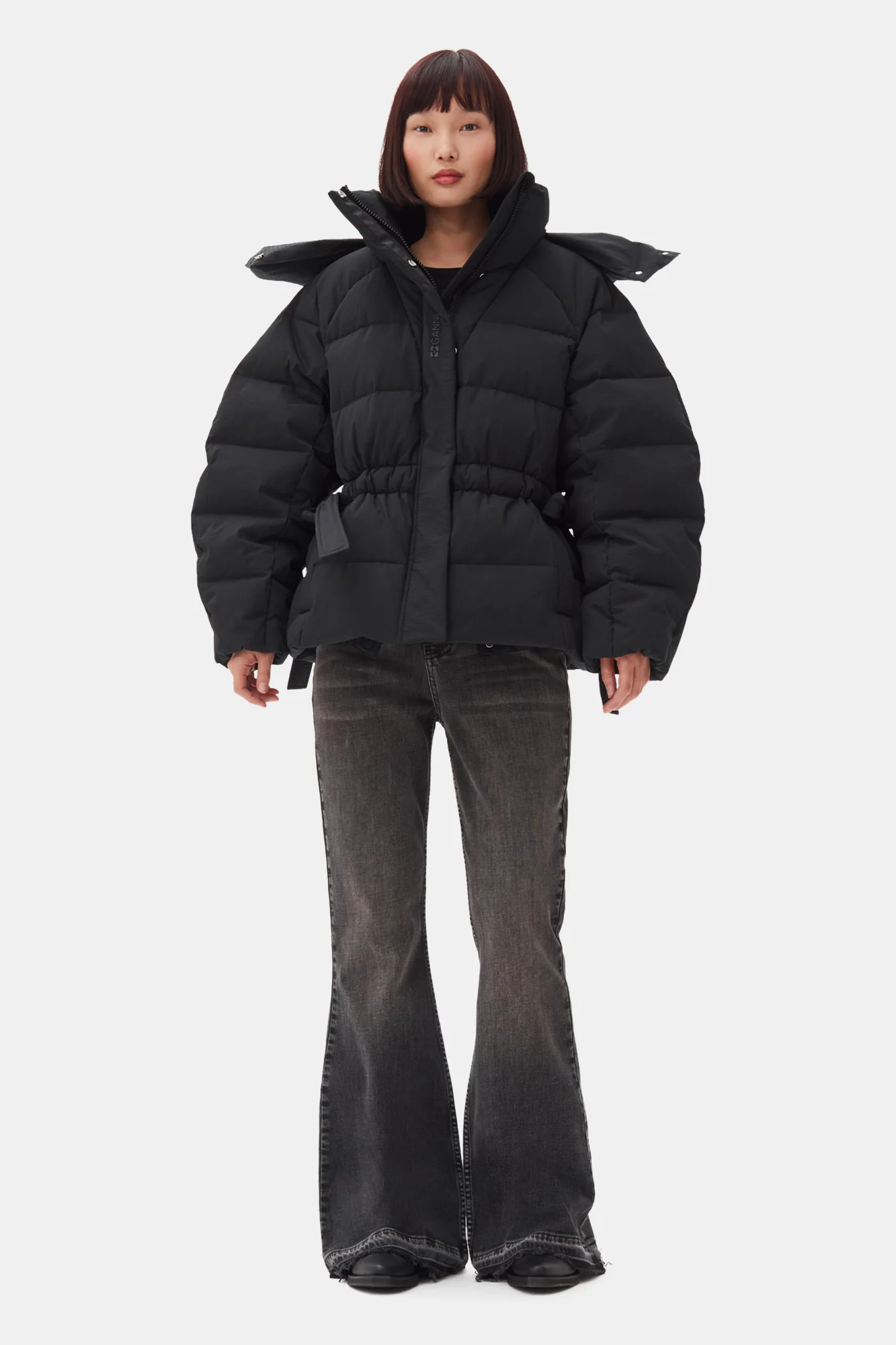 Tech Seersucker Oversized Puffer Jacket | Black - Image 4