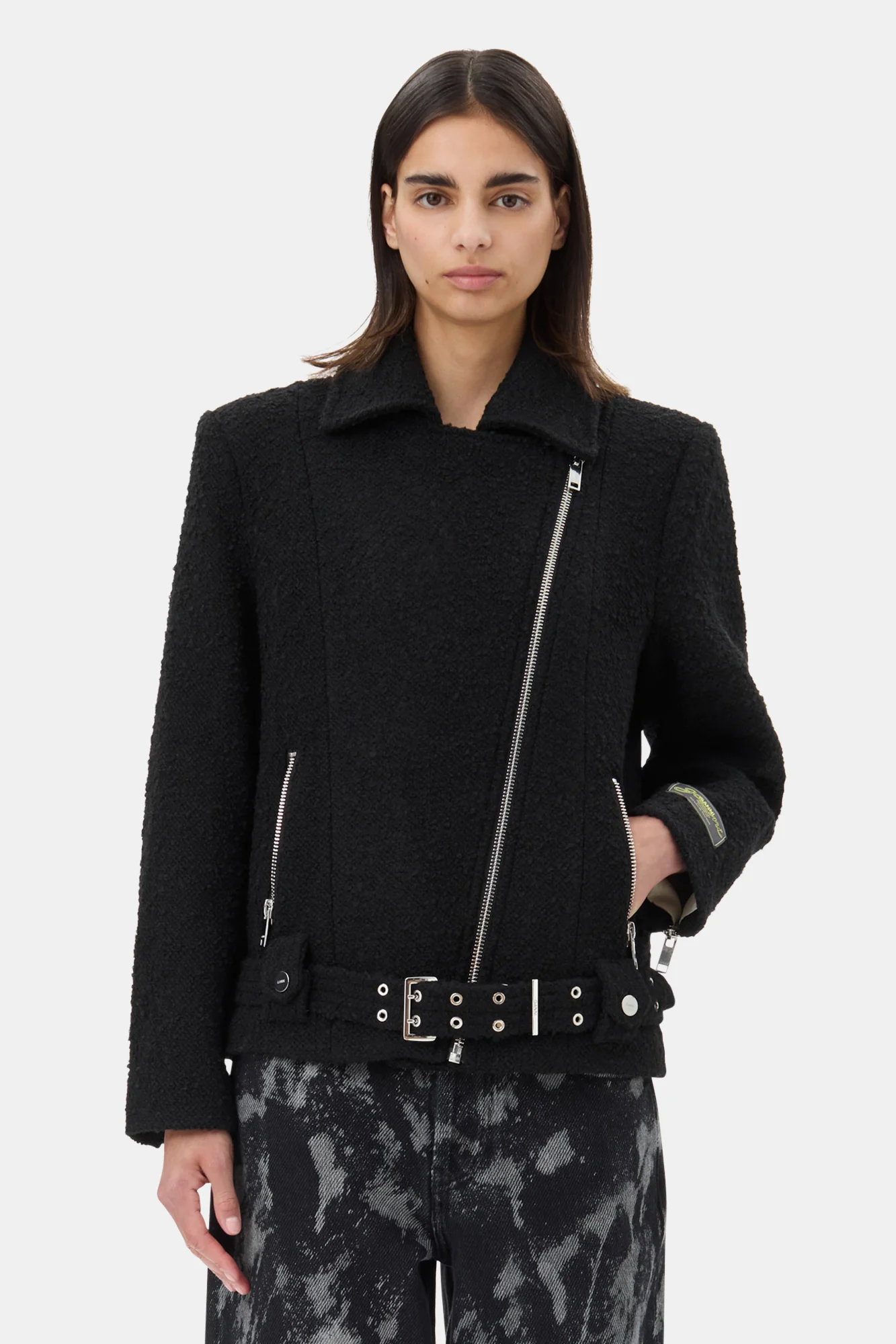 Textured Boucle Wool Jacket | Black - Image 3