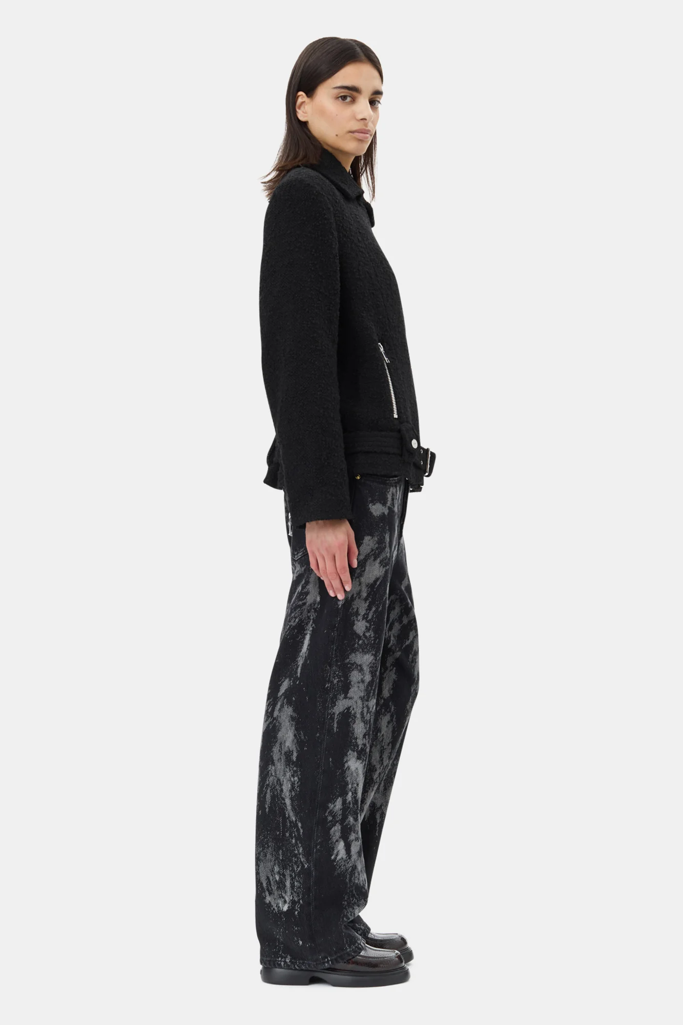 Textured Boucle Wool Jacket | Black - Image 5