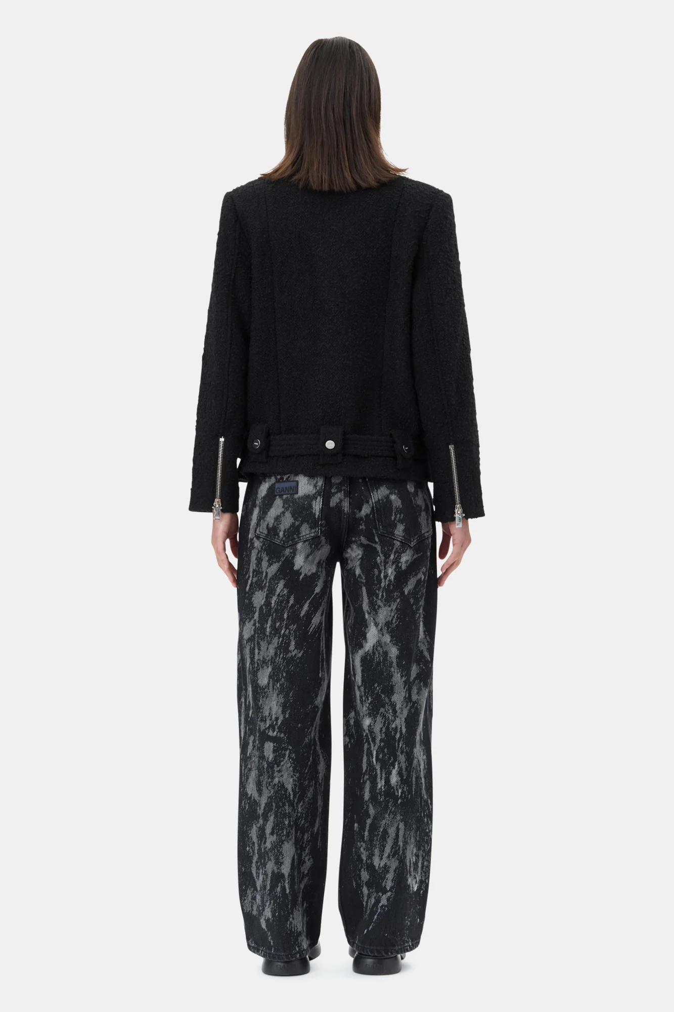 Textured Boucle Wool Jacket | Black - Image 6