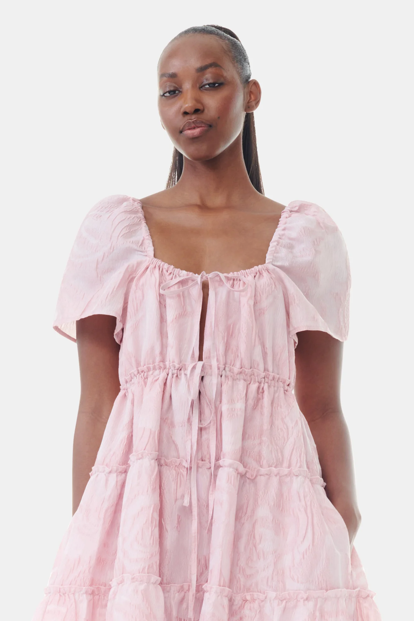 Textured Cloque Layer Dress | Bleached Mauve - Image 4