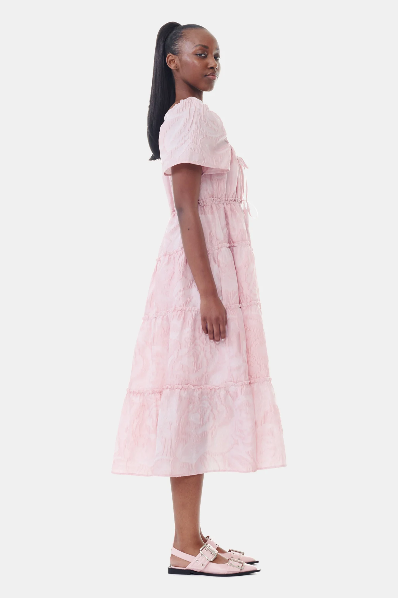 Textured Cloque Layer Dress | Bleached Mauve - Image 5