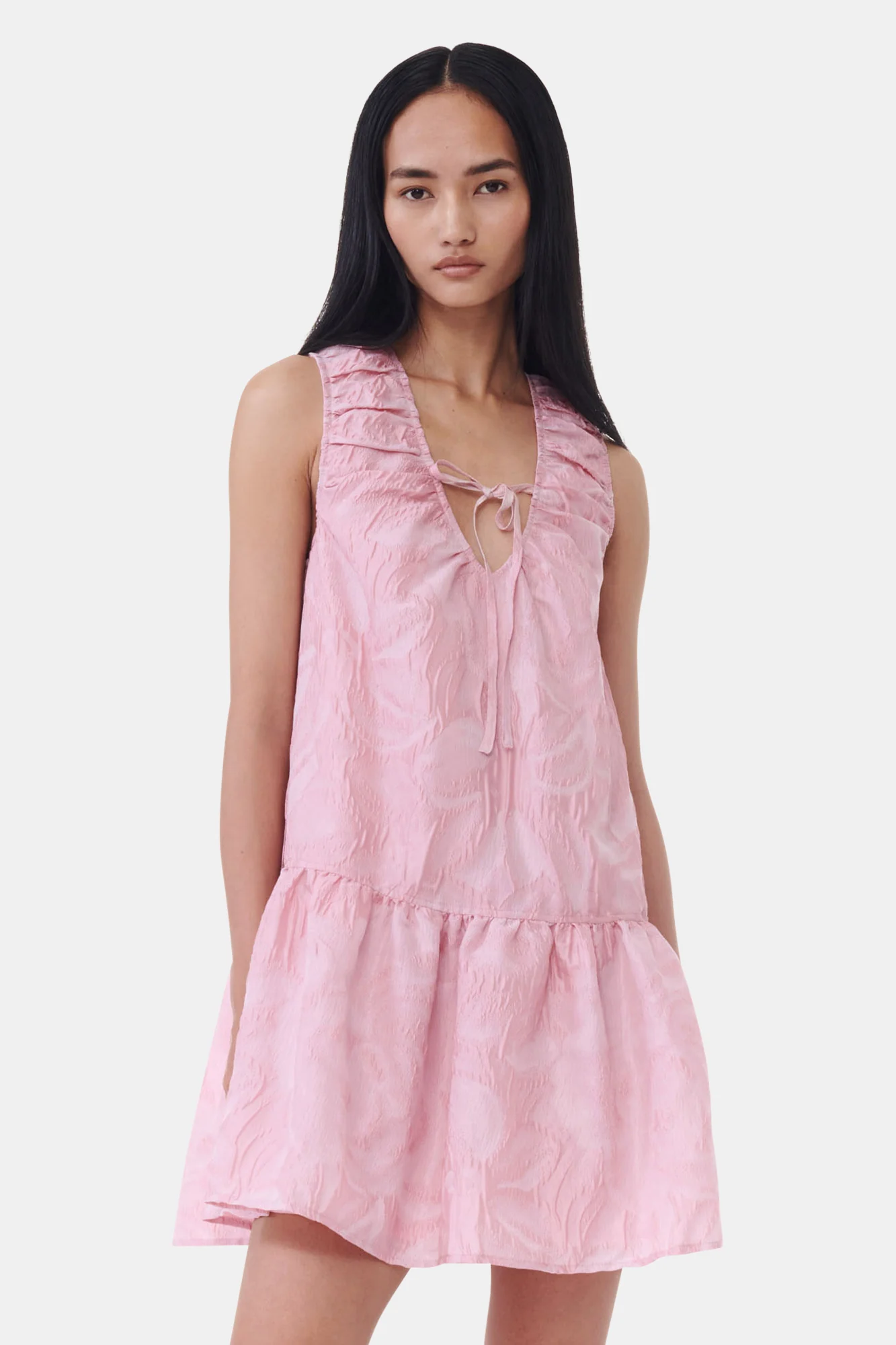 Textured Cloque Mini Dress | Bleached Mauve - Image 4