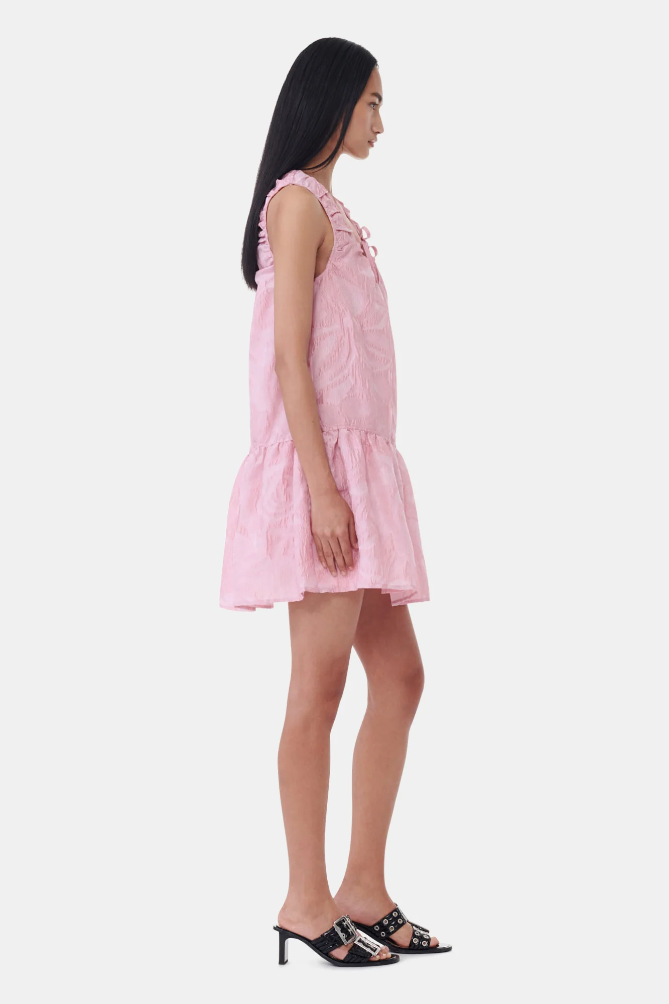 Textured Cloque Mini Dress | Bleached Mauve - Image 5