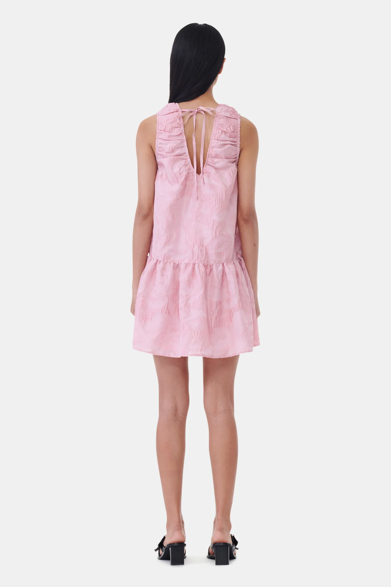 Textured Cloque Mini Dress | Bleached Mauve - Image 6