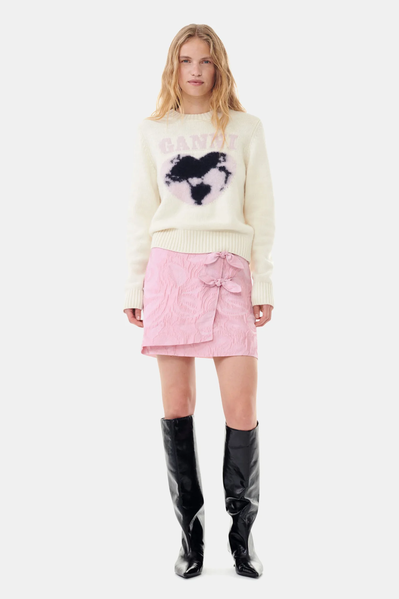 Textured Cloque Mini Skirt | Bleached Mauve - Image 3