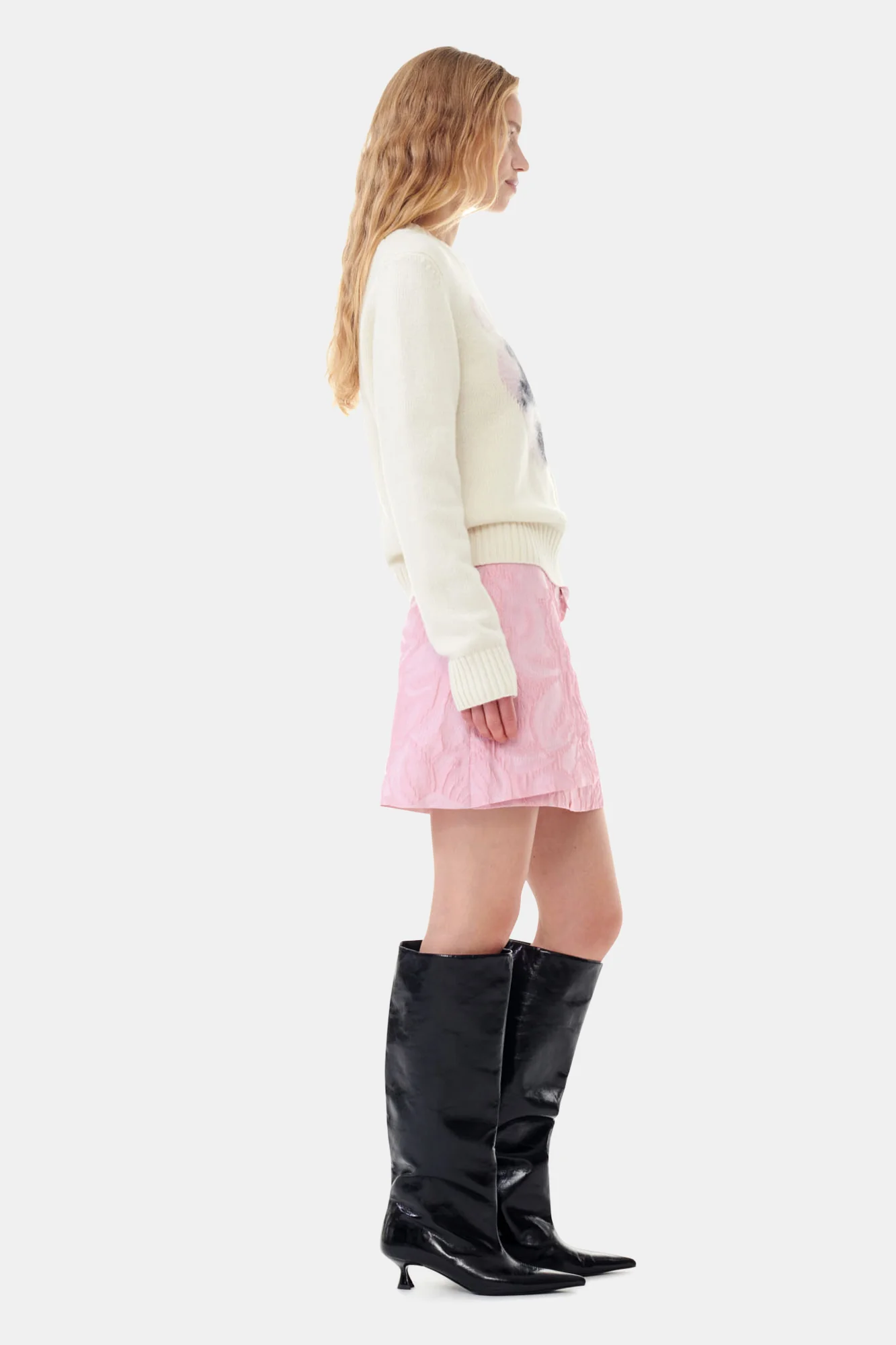 Textured Cloque Mini Skirt | Bleached Mauve - Image 4