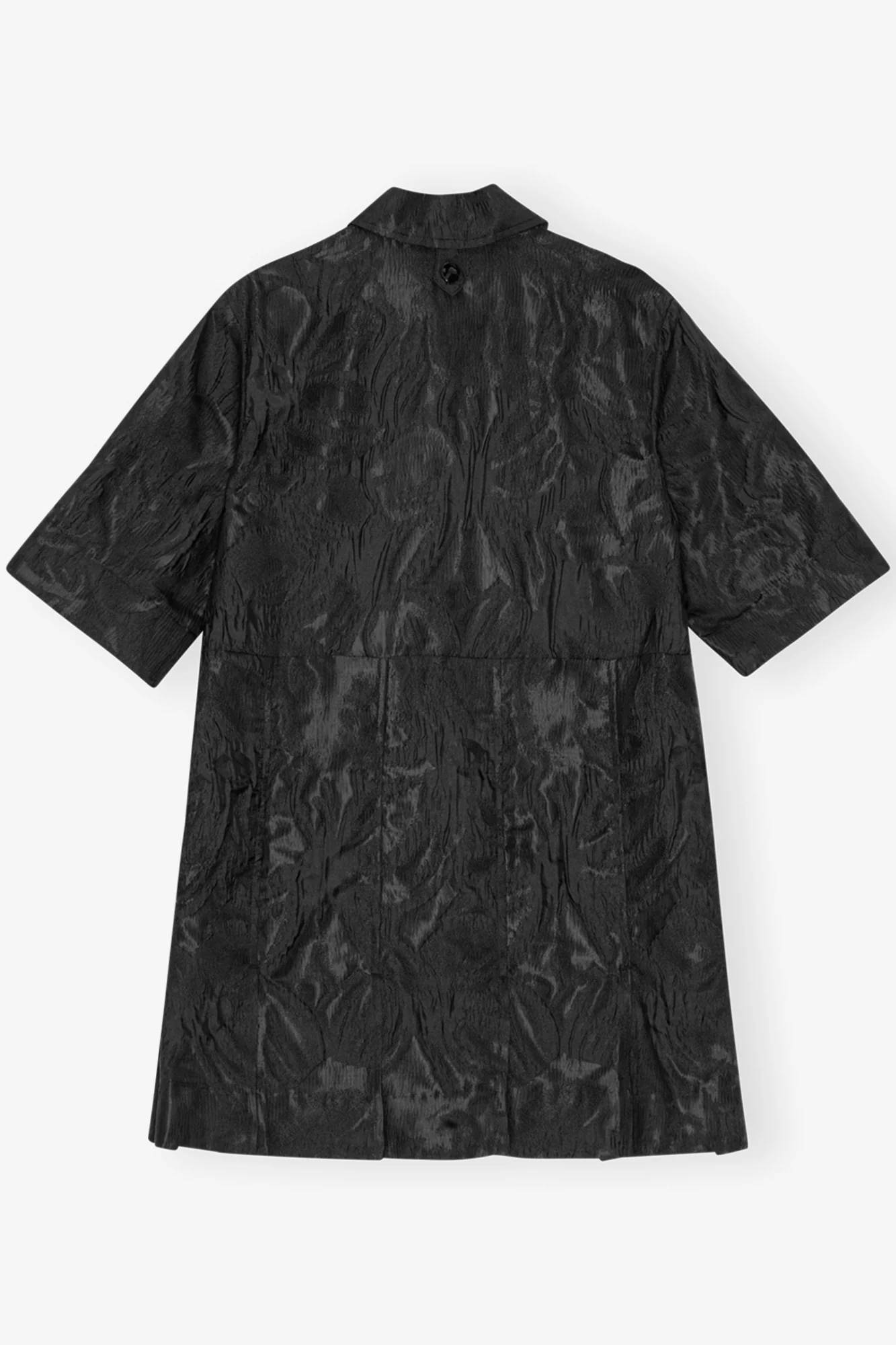 Textured Cloque Pleated Mini Dress | Black - Image 2