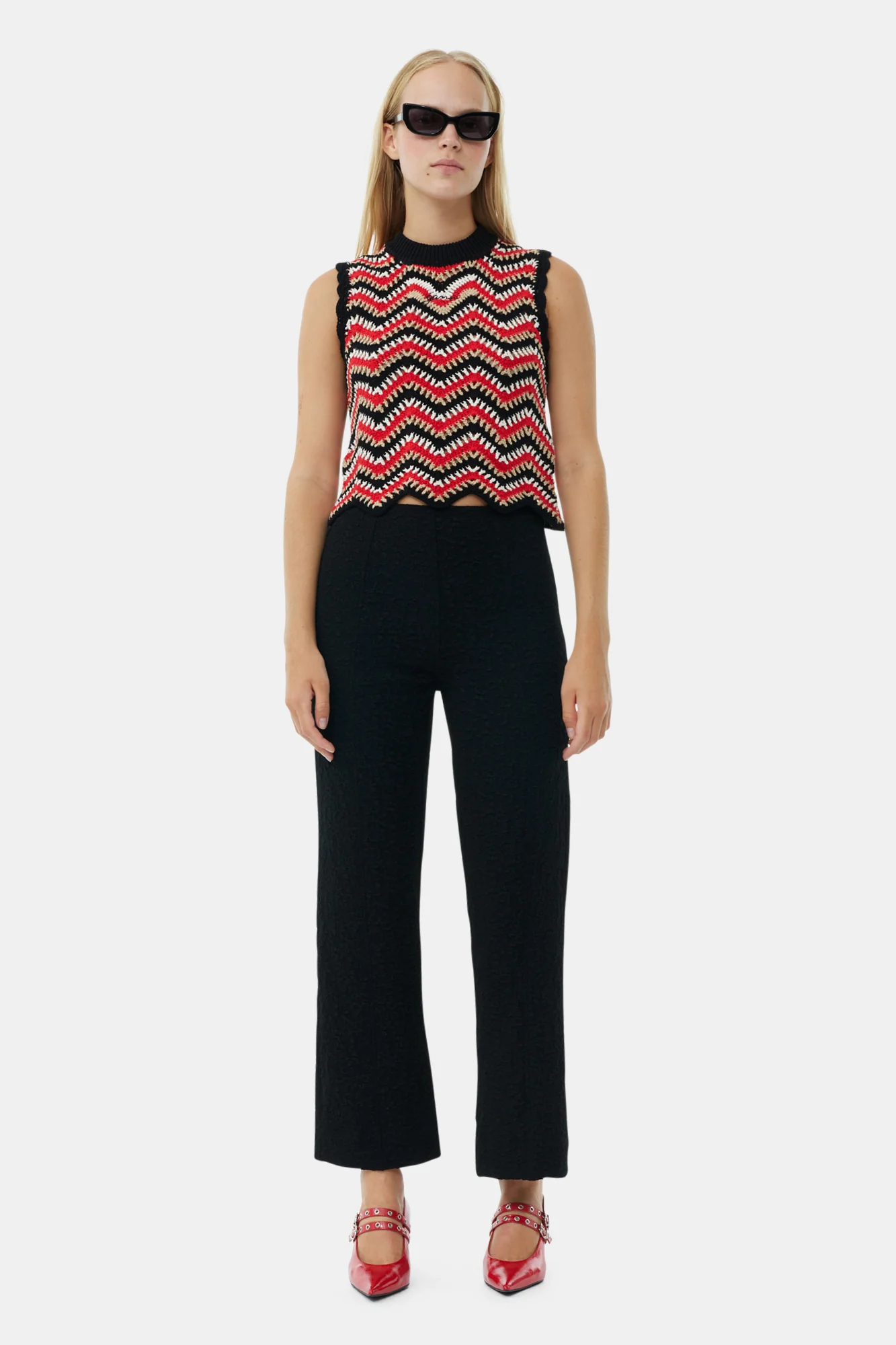 Textured Suiting Cropped Trousers | Black - Image 3