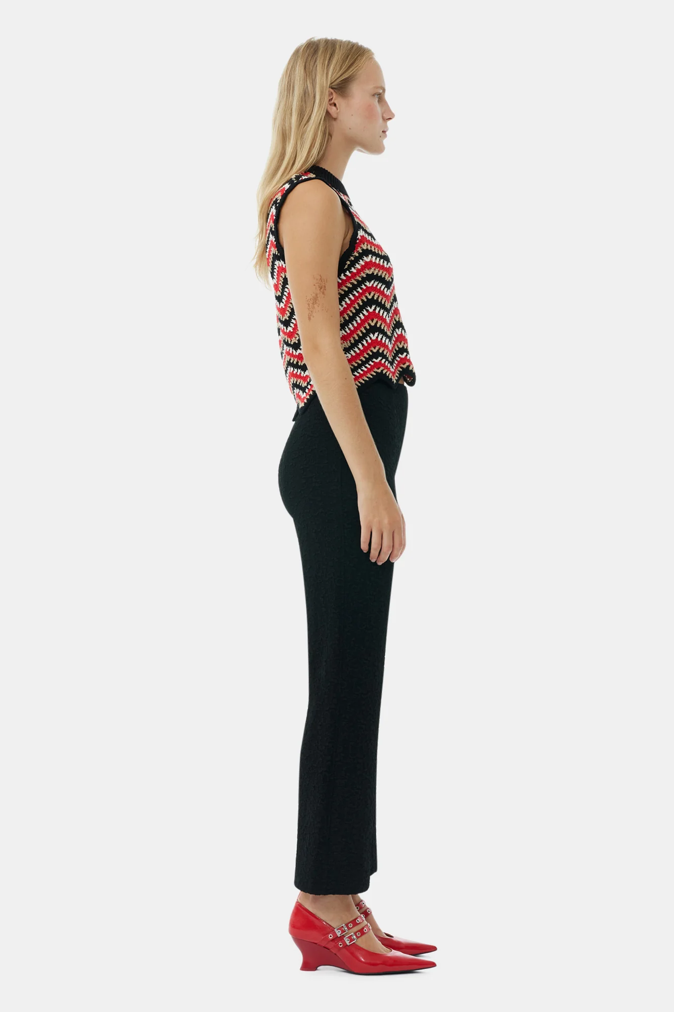 Textured Suiting Cropped Trousers | Black - Image 5