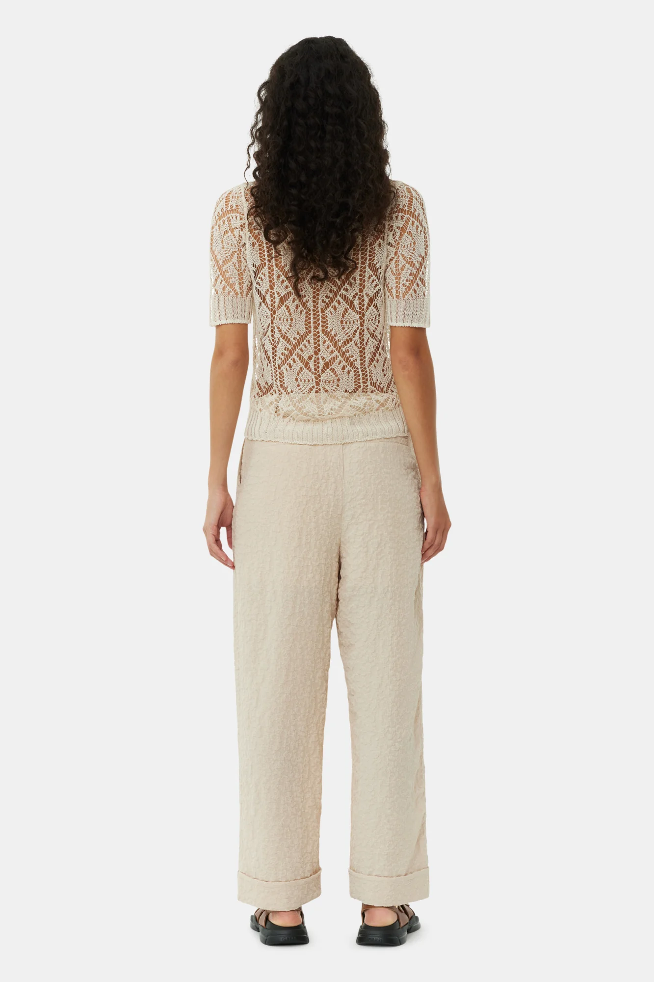 Textured Suiting Mid Waist Trousers | Oyster Gray - Image 6