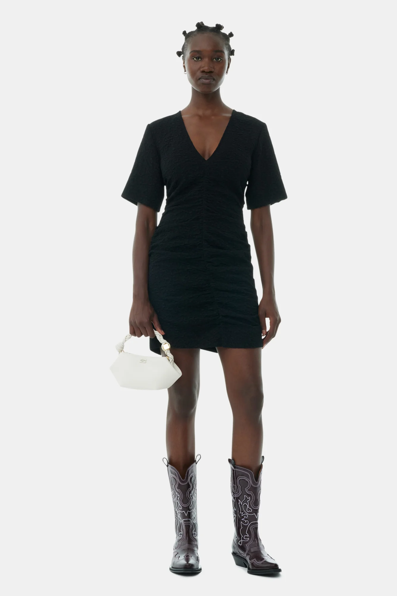 Textured Suiting Mini Dress | Black - Image 3