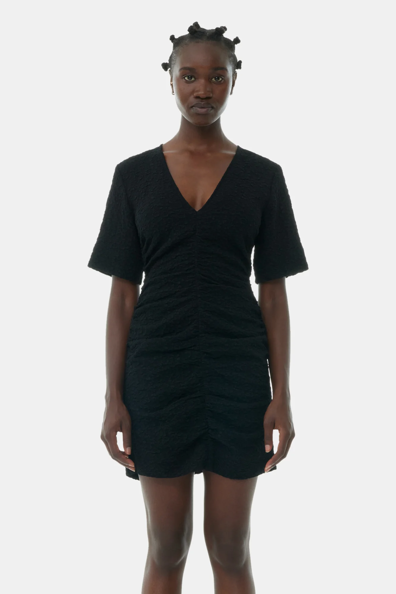 Textured Suiting Mini Dress | Black - Image 4