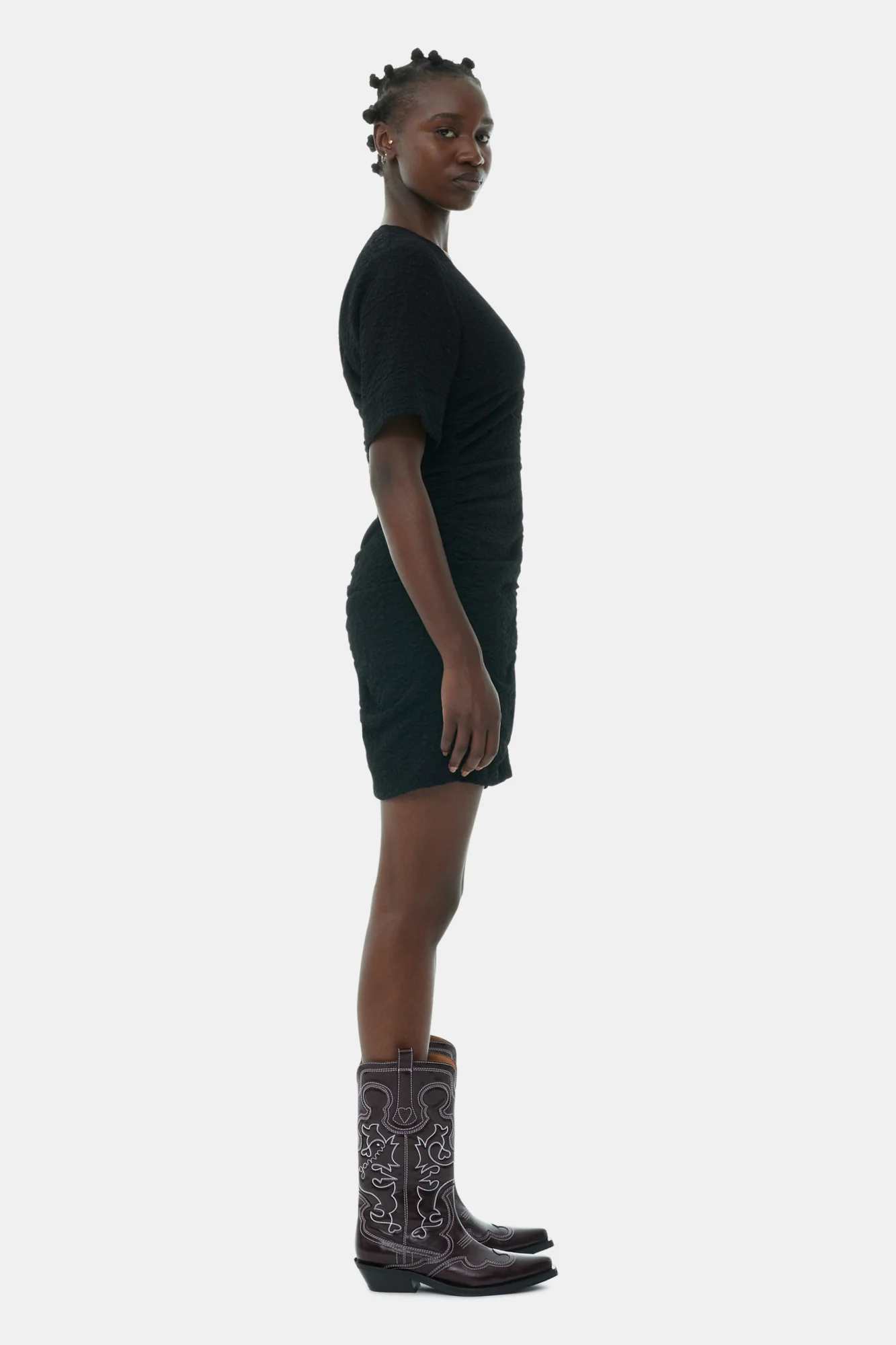 Textured Suiting Mini Dress | Black - Image 5