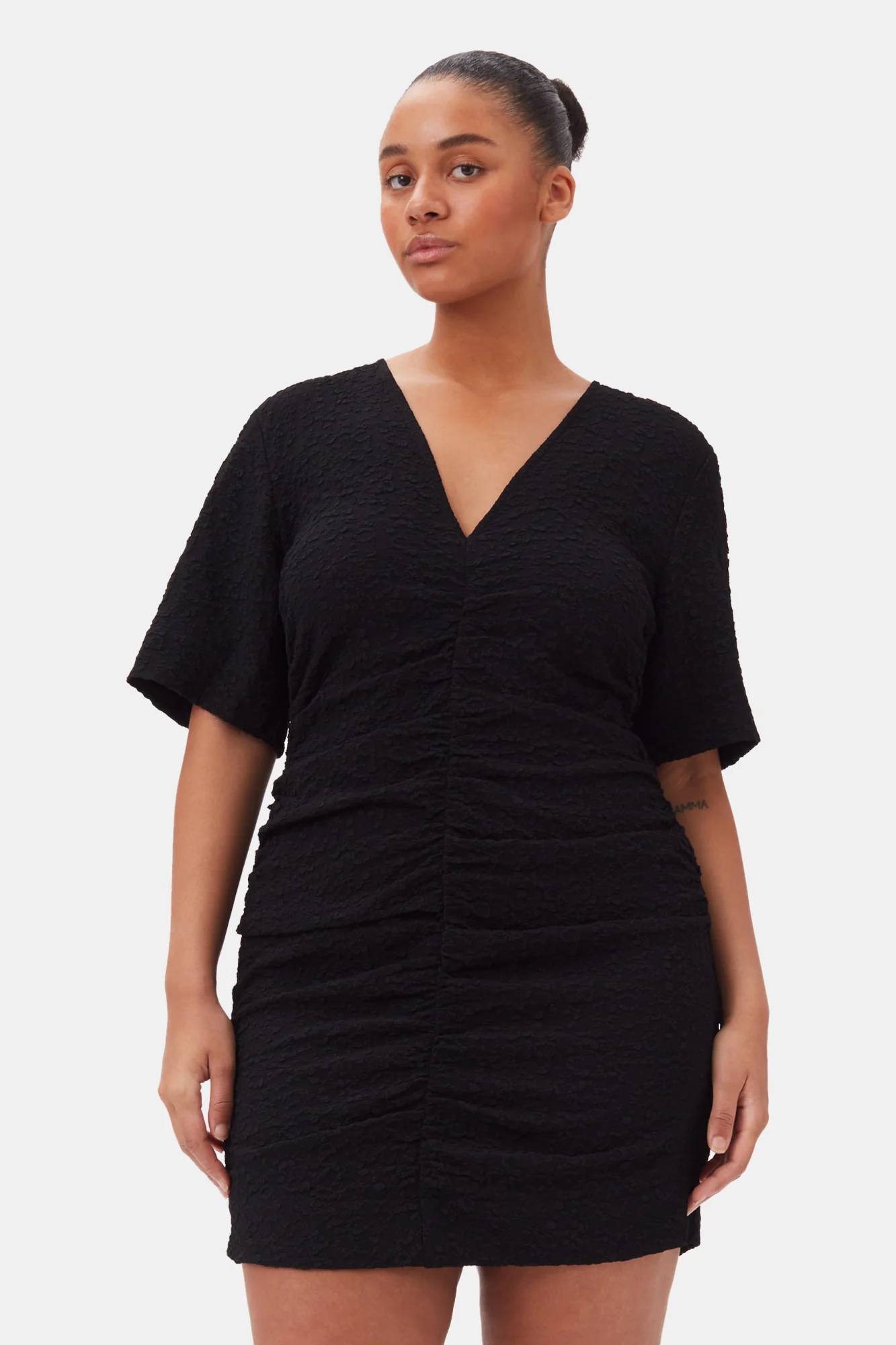 Textured Suiting Mini Dress | Black - Image 8