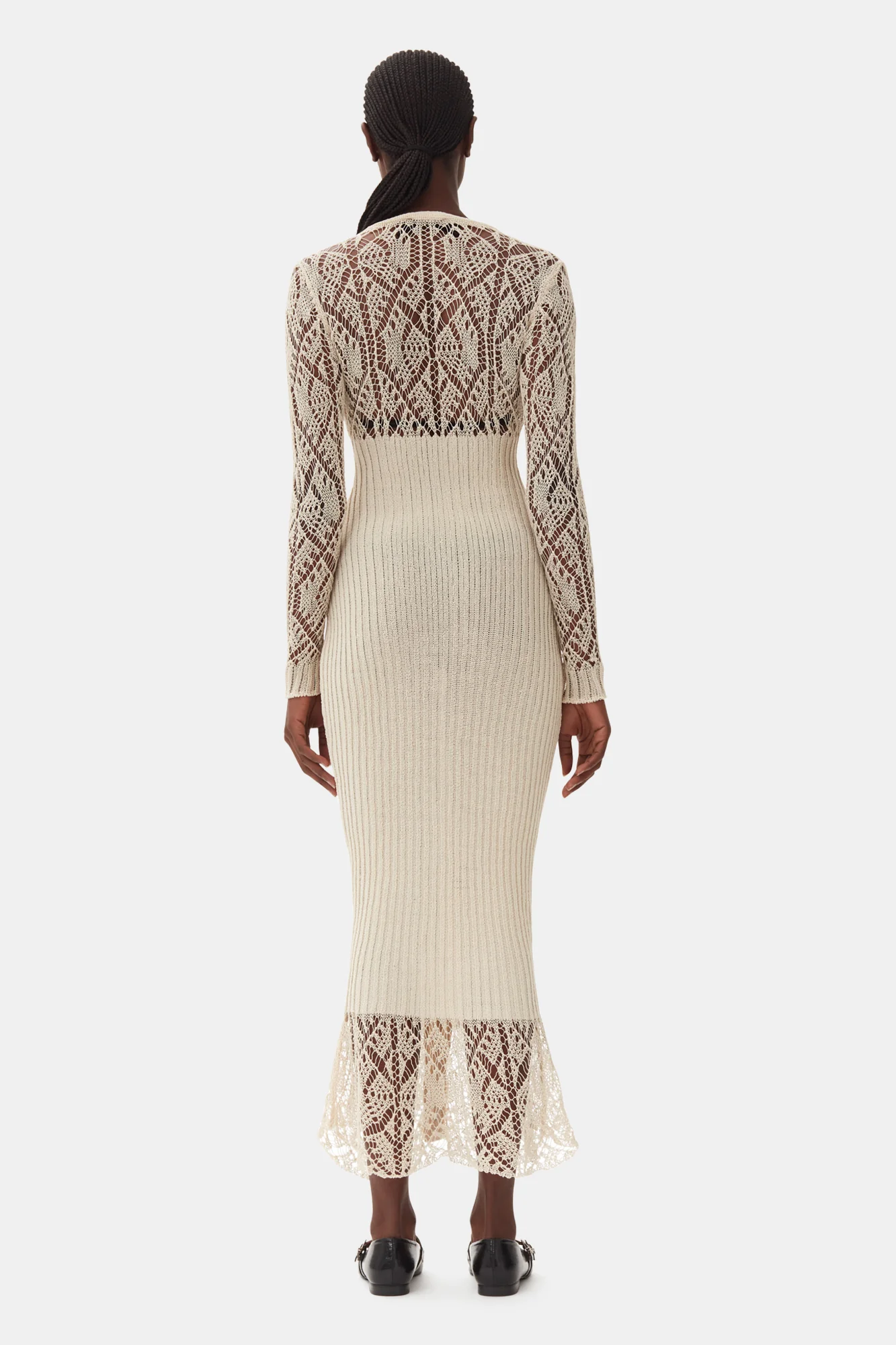Thin Cotton Lace Button Down Maxi Dress | Egret - Image 6
