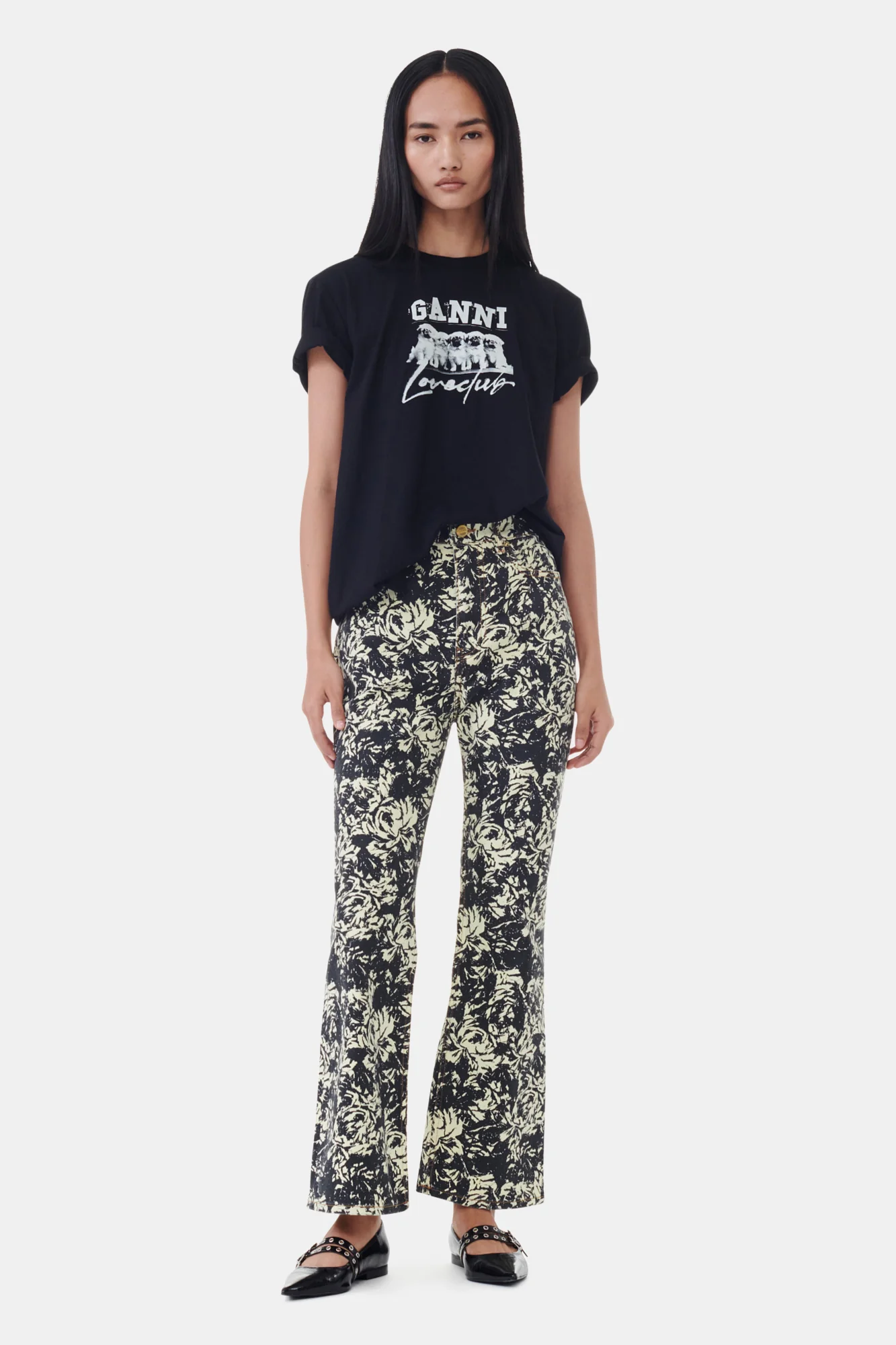 Thin Jersey Puppy Love Relaxed T-Shirt | Black - Image 4