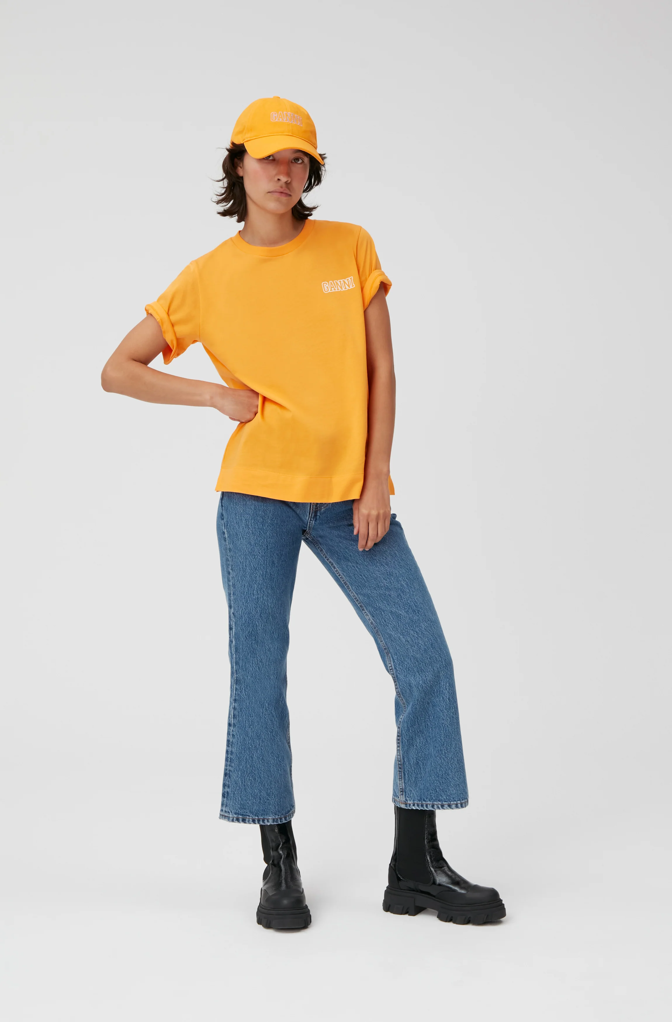 Thin Software Jersey O-Neck T-Shirt | Bright Marigold - Image 4