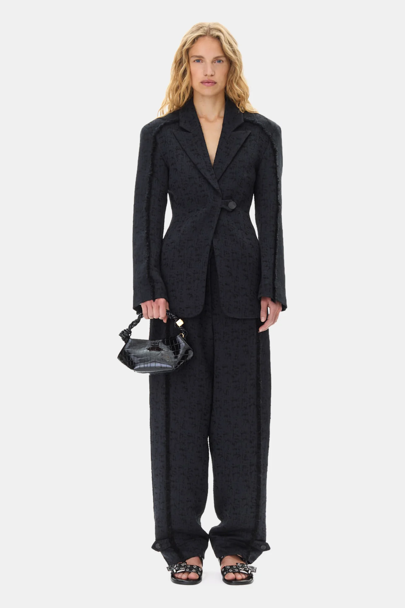Tweed Suiting Blazer | Black - Image 3