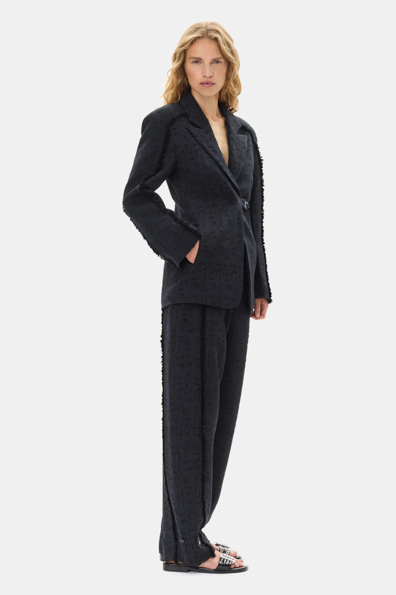 Tweed Suiting Blazer | Black - Image 5