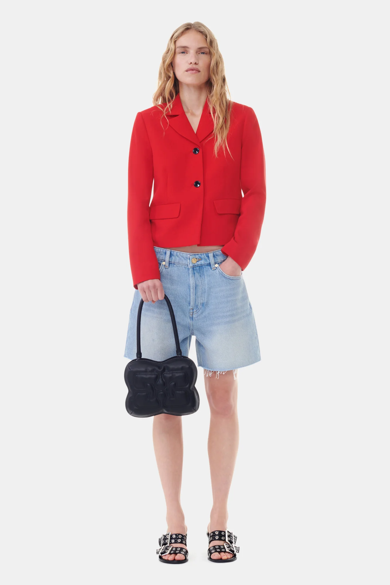 Twill Suiting Fitted Blazer | Barbados Cherry - Image 4