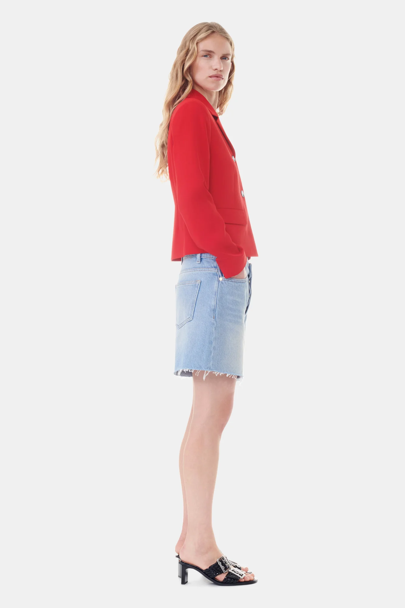 Twill Suiting Fitted Blazer | Barbados Cherry - Image 5