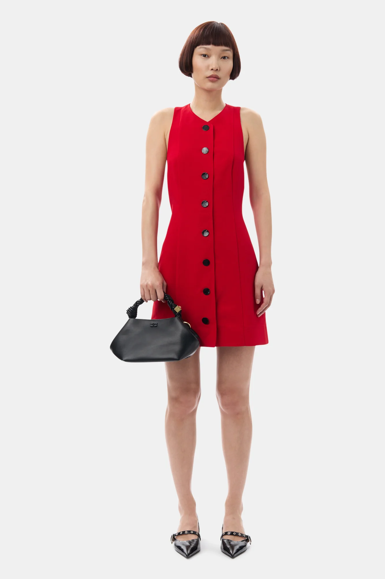 Twill Suiting Mini Dress | Barbados Cherry - Image 3