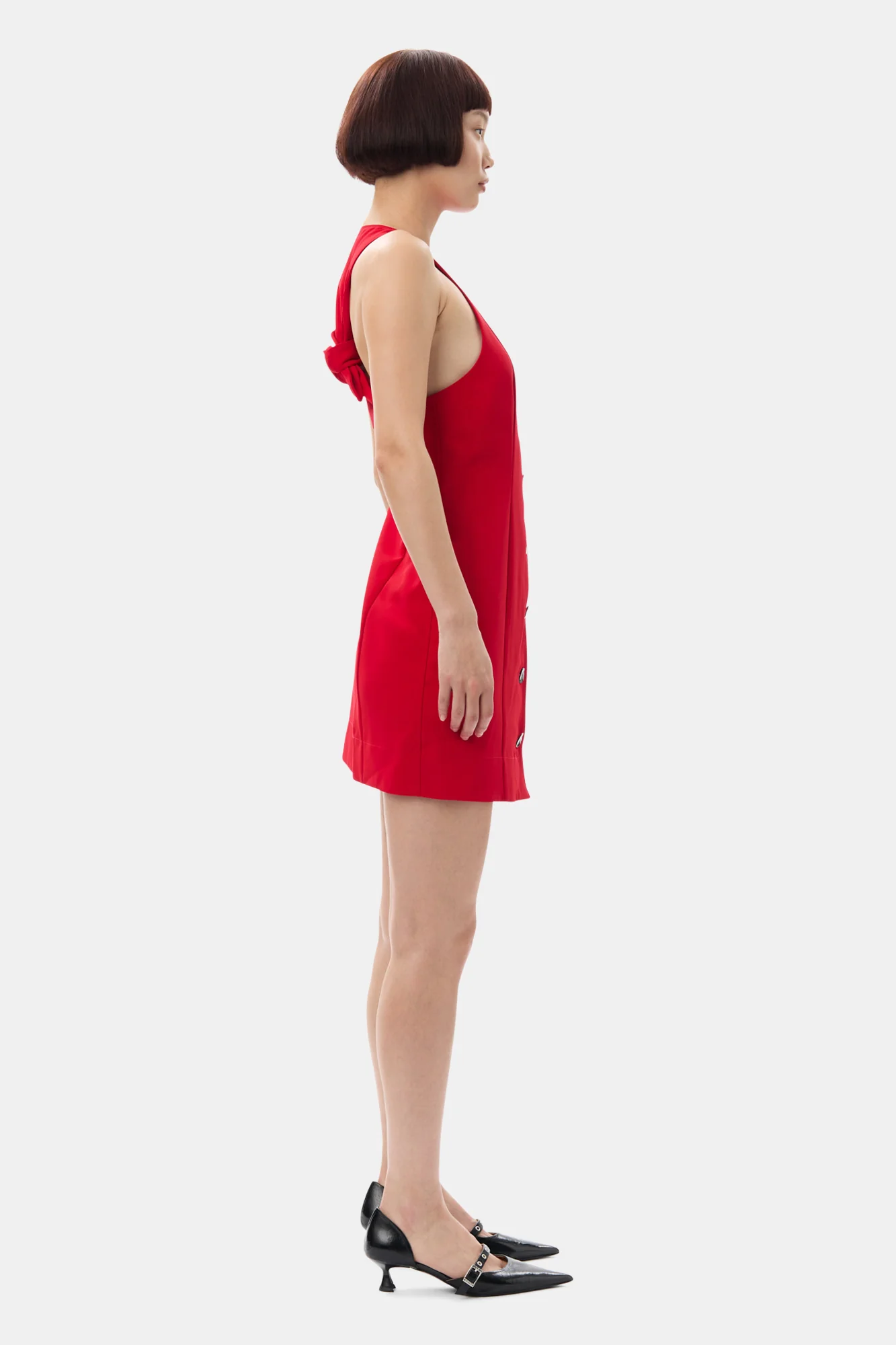 Twill Suiting Mini Dress | Barbados Cherry - Image 5