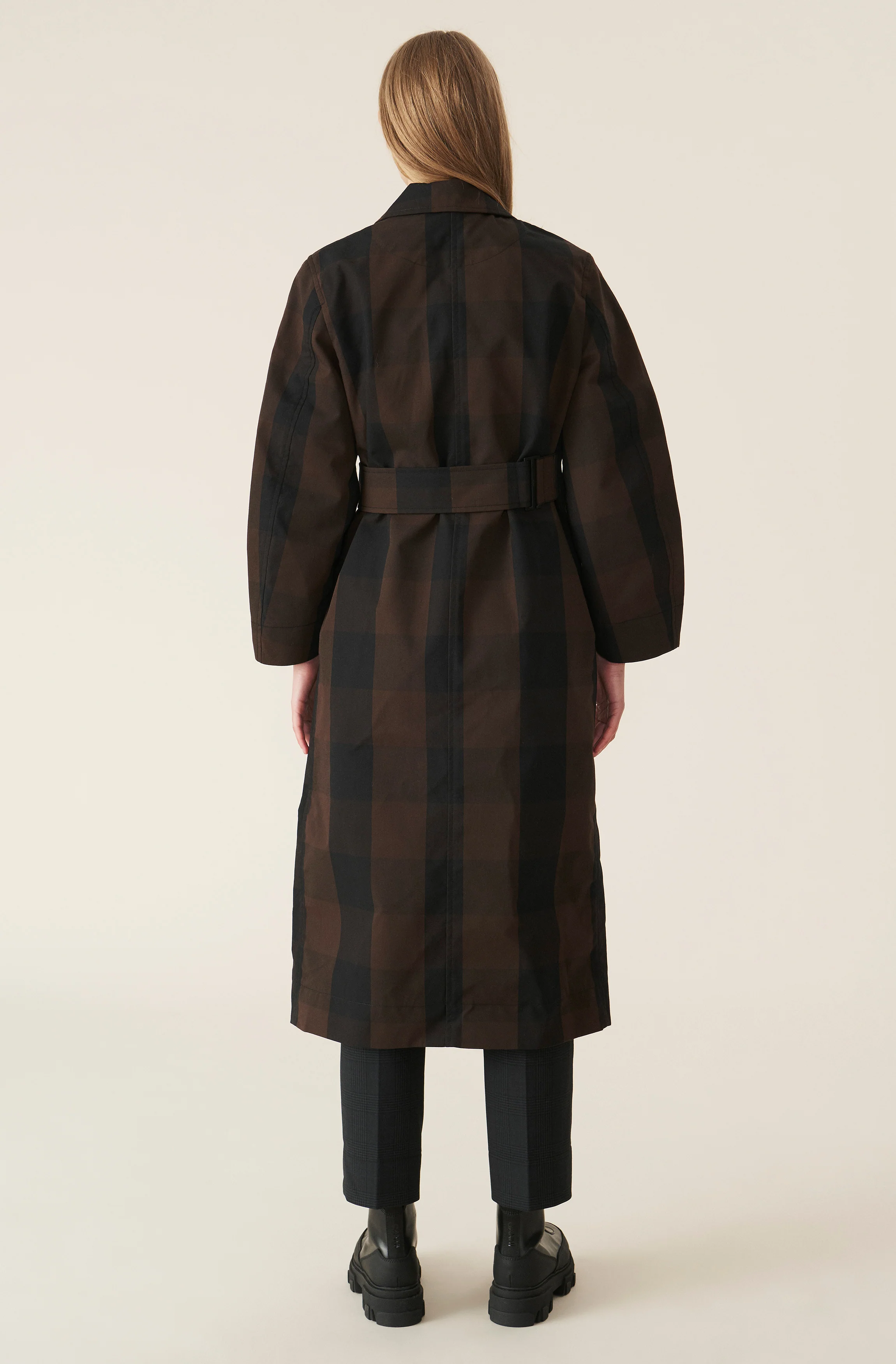 Two-Tone Check Cotton Trench Coat | Mole - Image 3