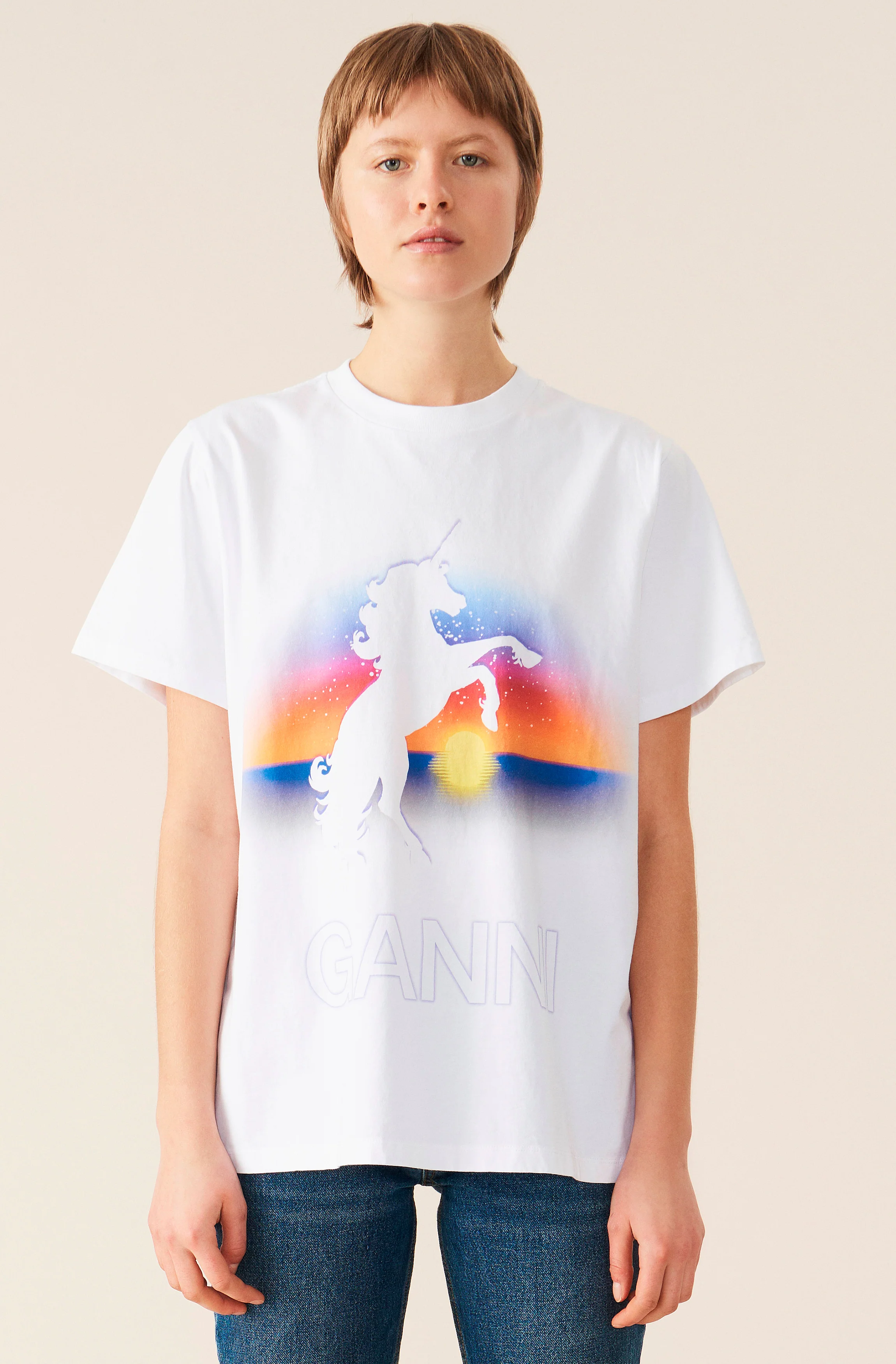 Unicorn White Cotton T-Shirt | Bright White - Image 2