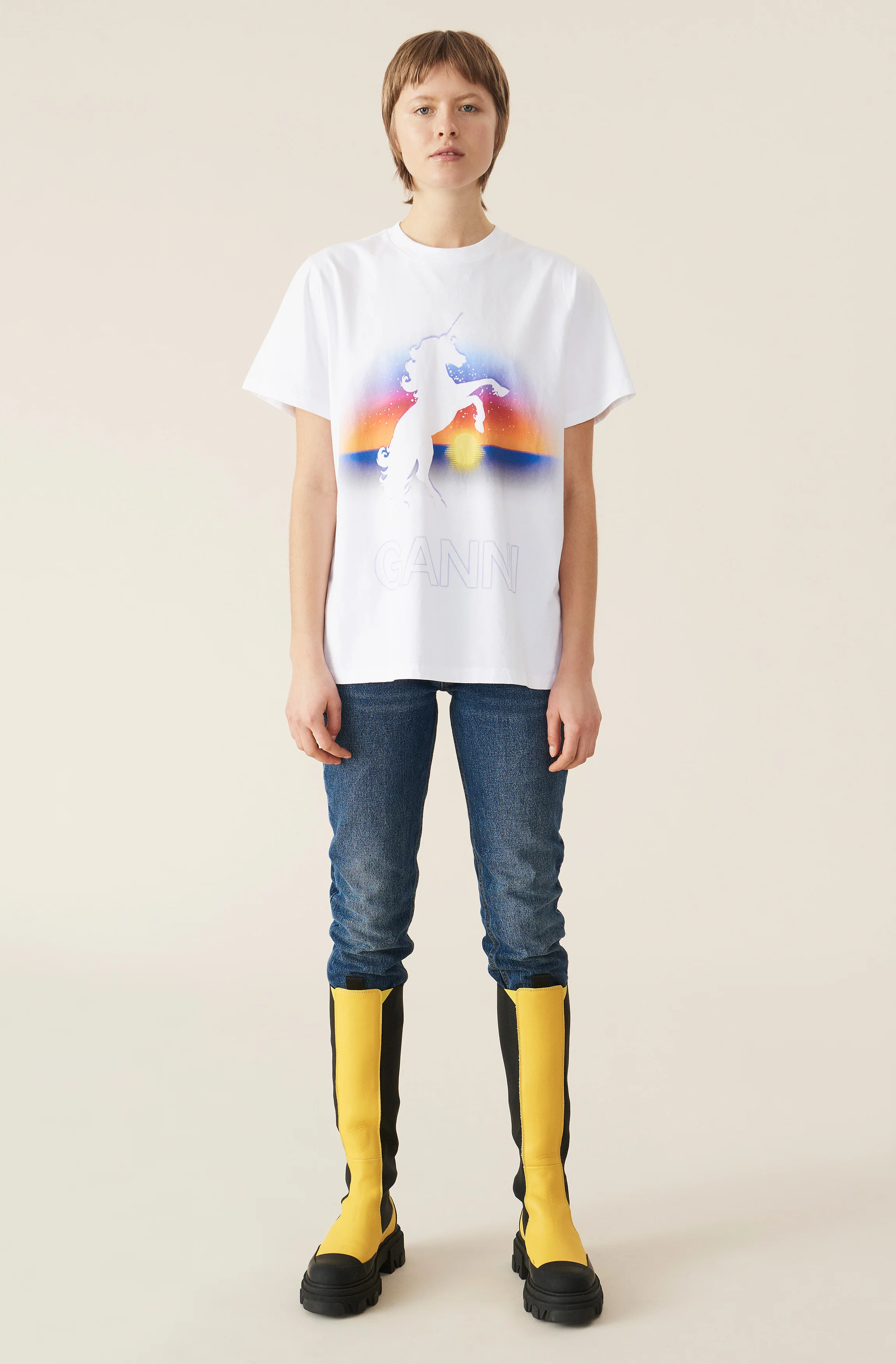 Unicorn White Cotton T-Shirt | Bright White - Image 3