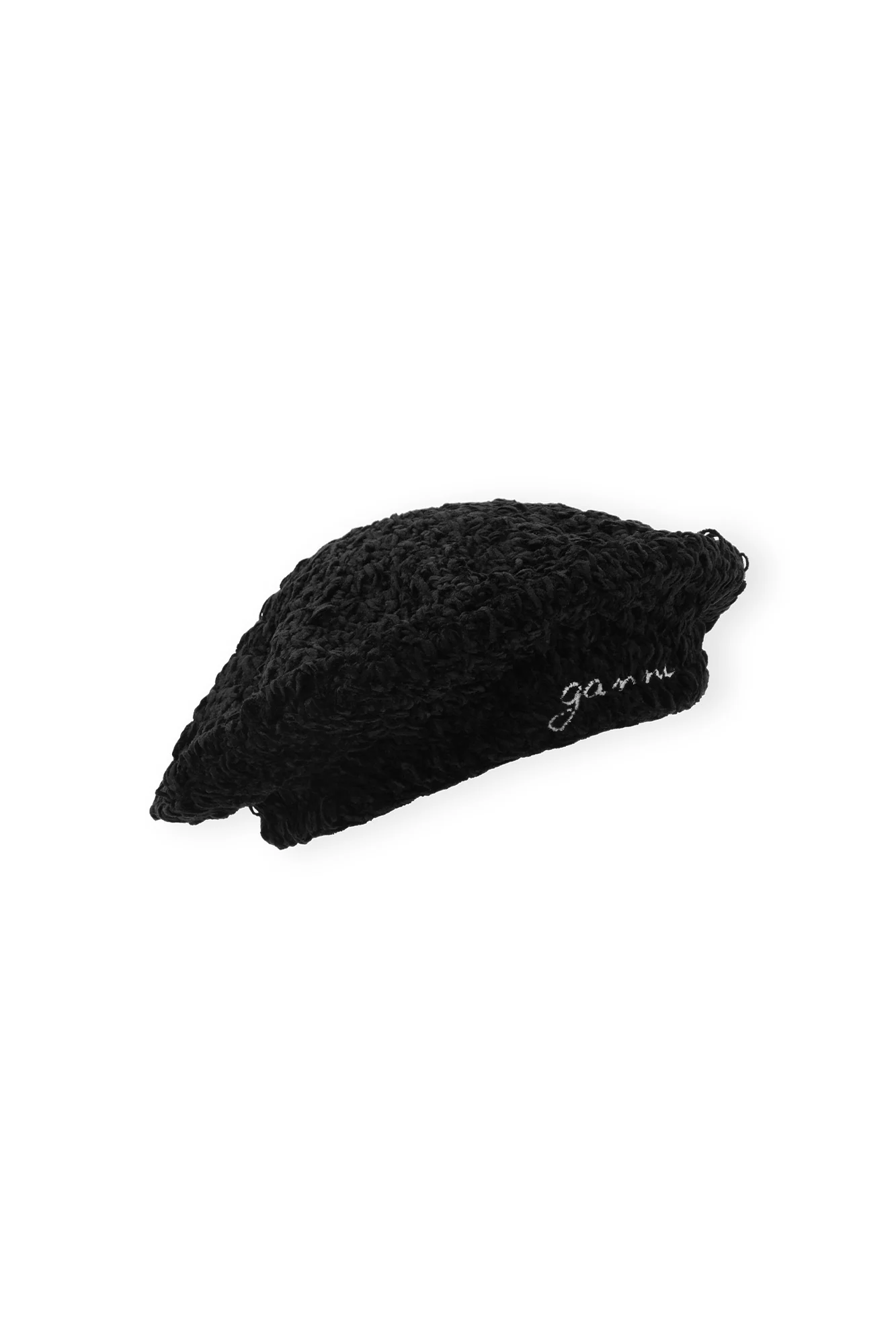 Velvet Crochet Beret | Black