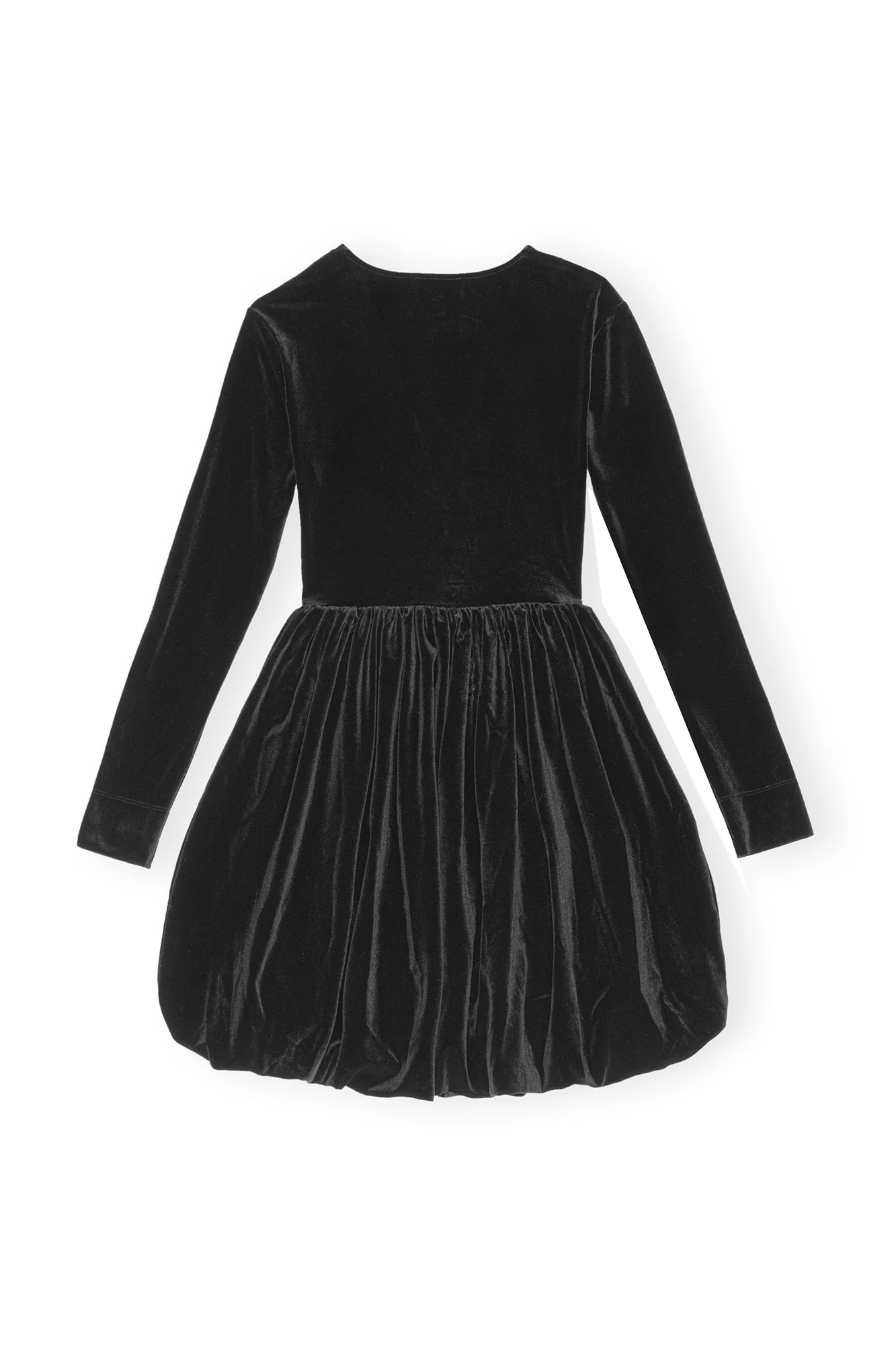Velvet Jersey Balloon Mini Dress | Black - Image 3