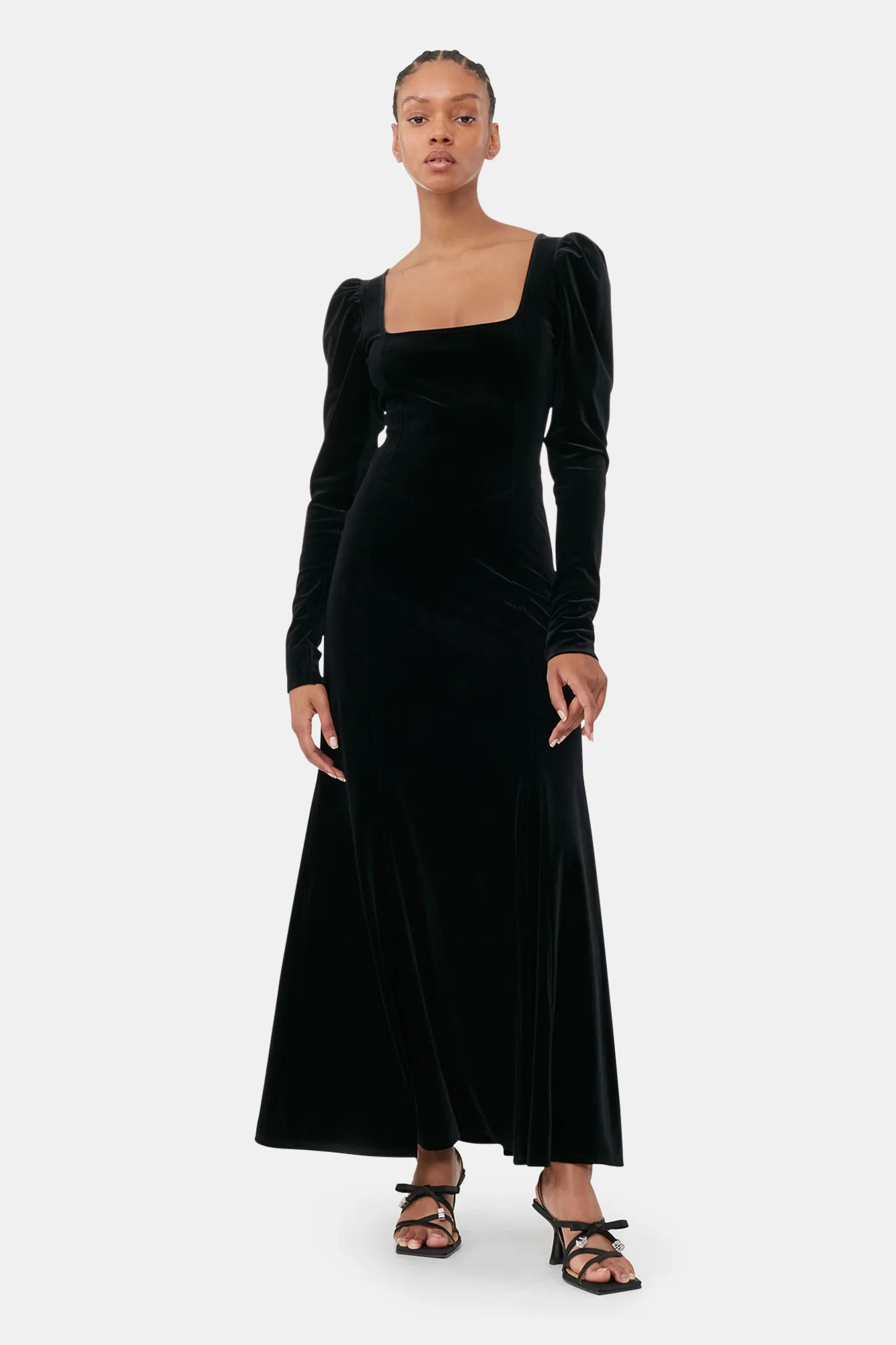 Velvet Jersey Maxi Dress | Black - Image 3
