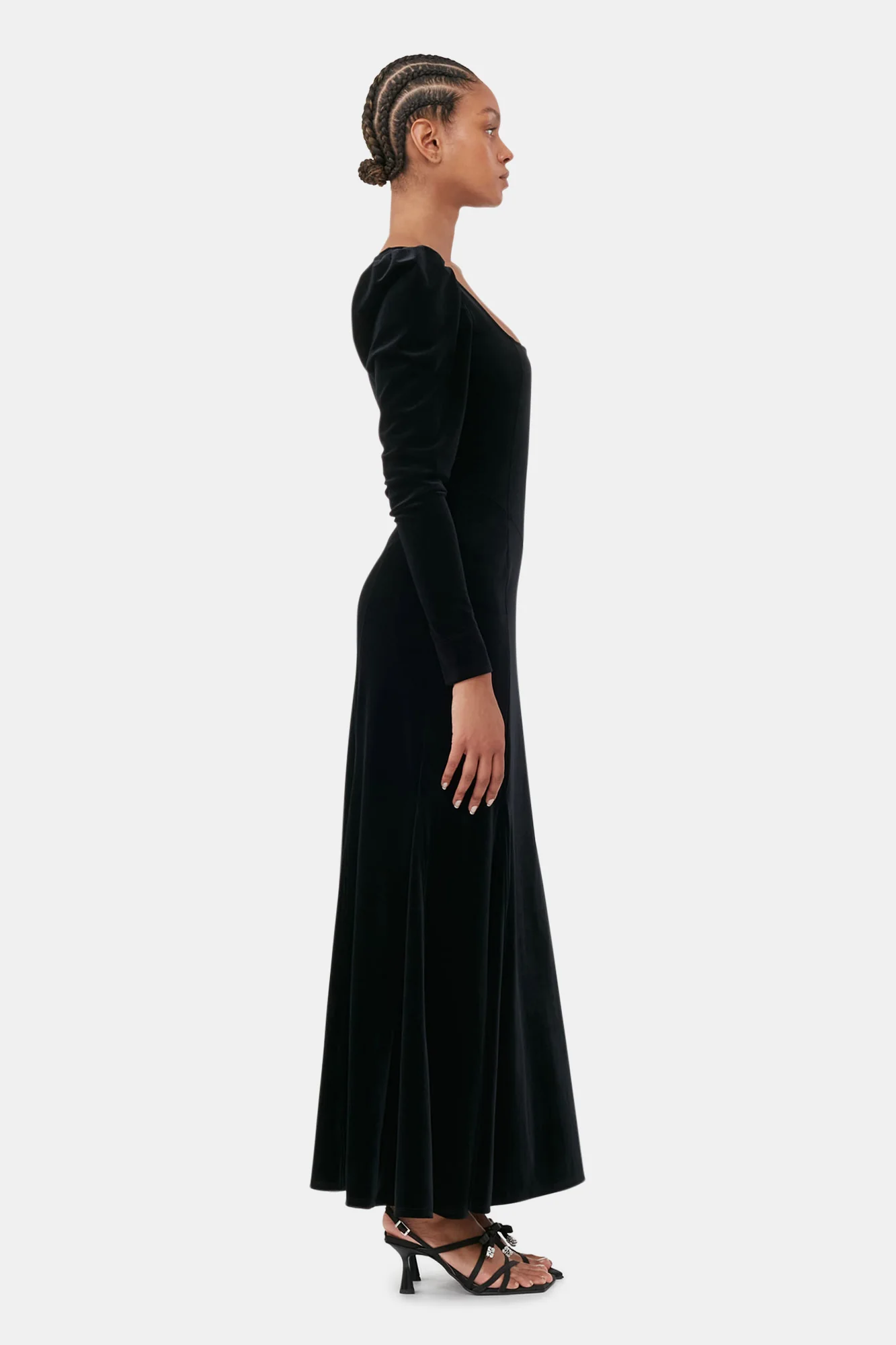 Velvet Jersey Maxi Dress | Black - Image 4