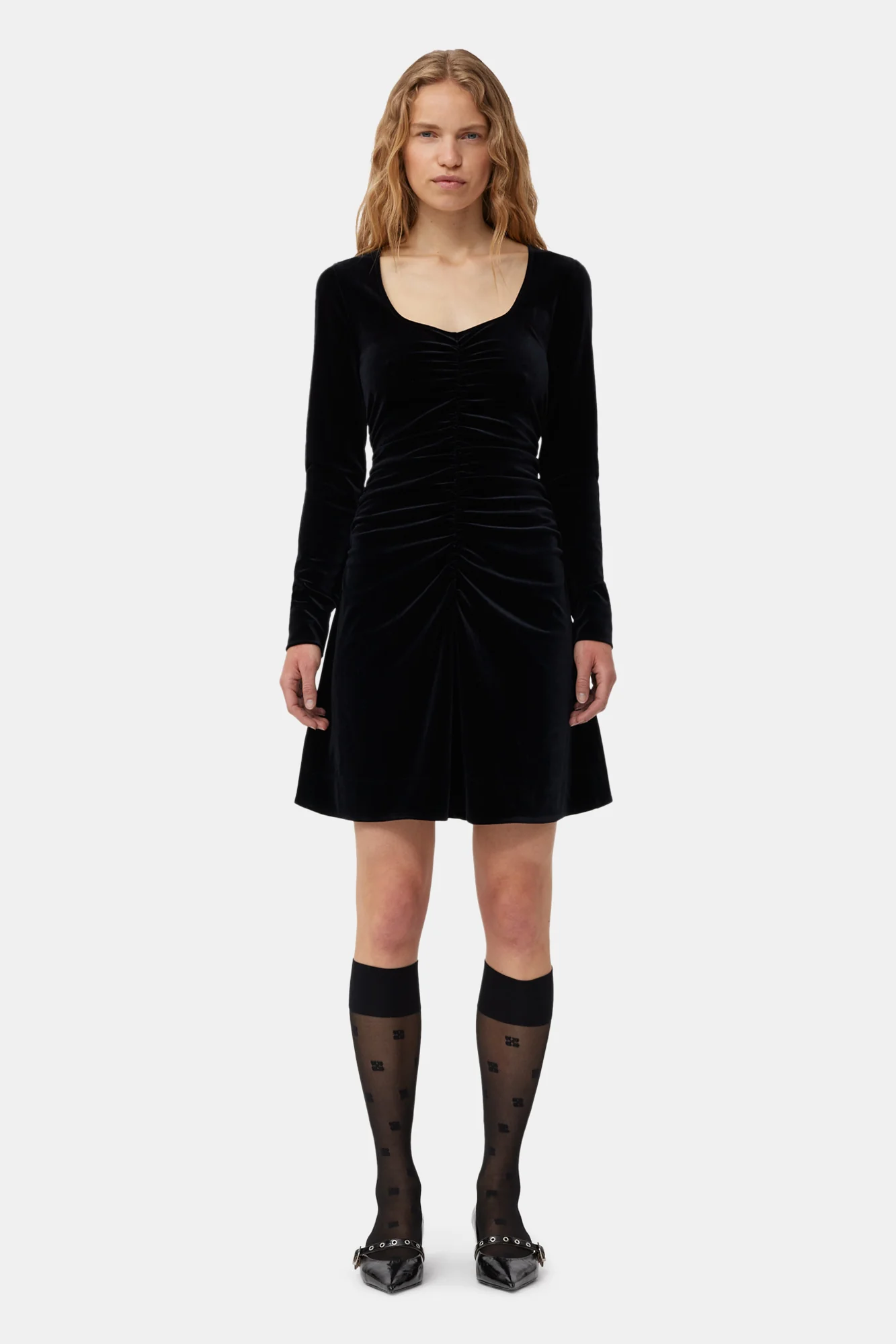 Velvet Jersey Mini Dress | Black - Image 3
