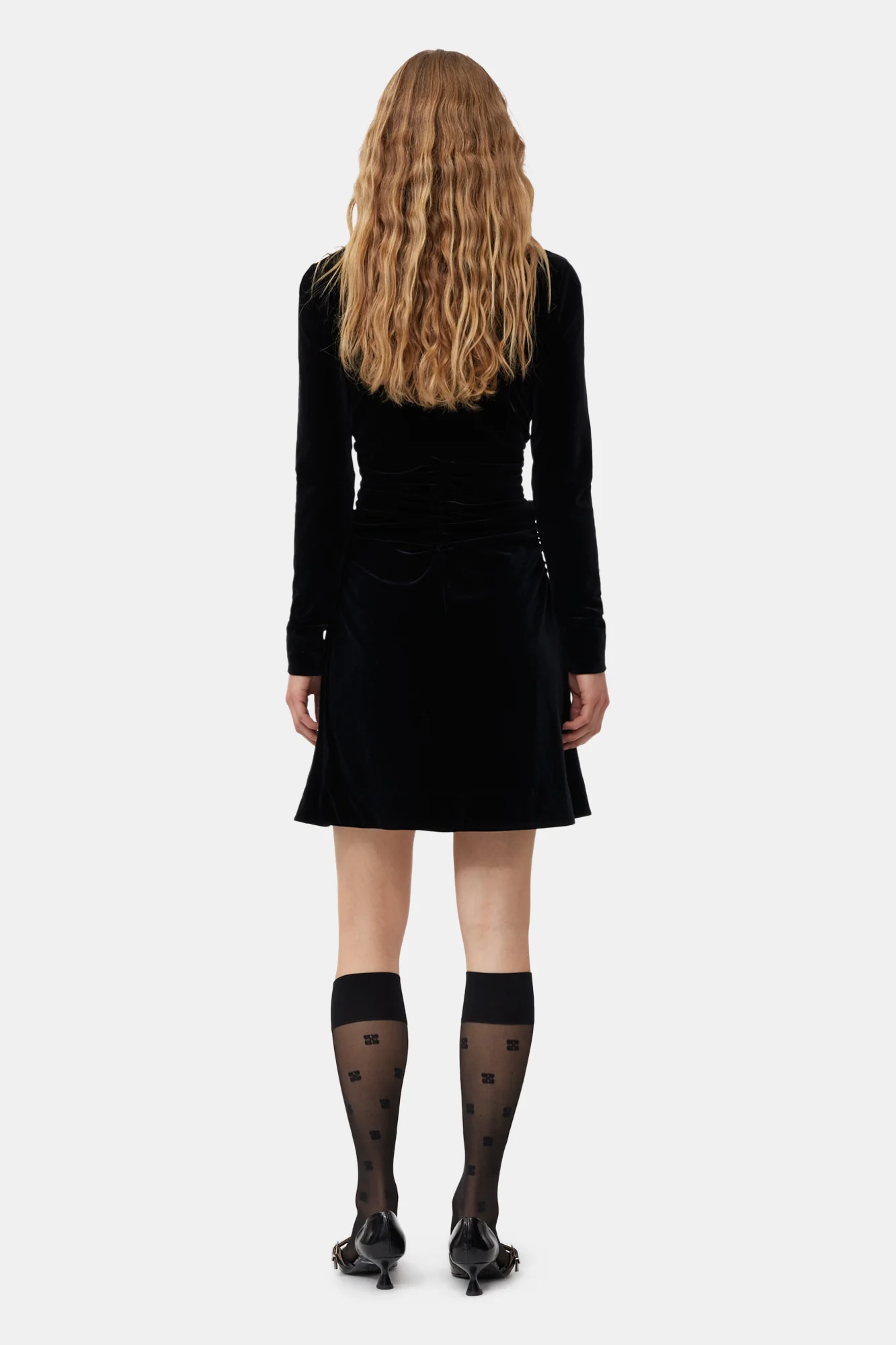 Velvet Jersey Mini Dress | Black - Image 4