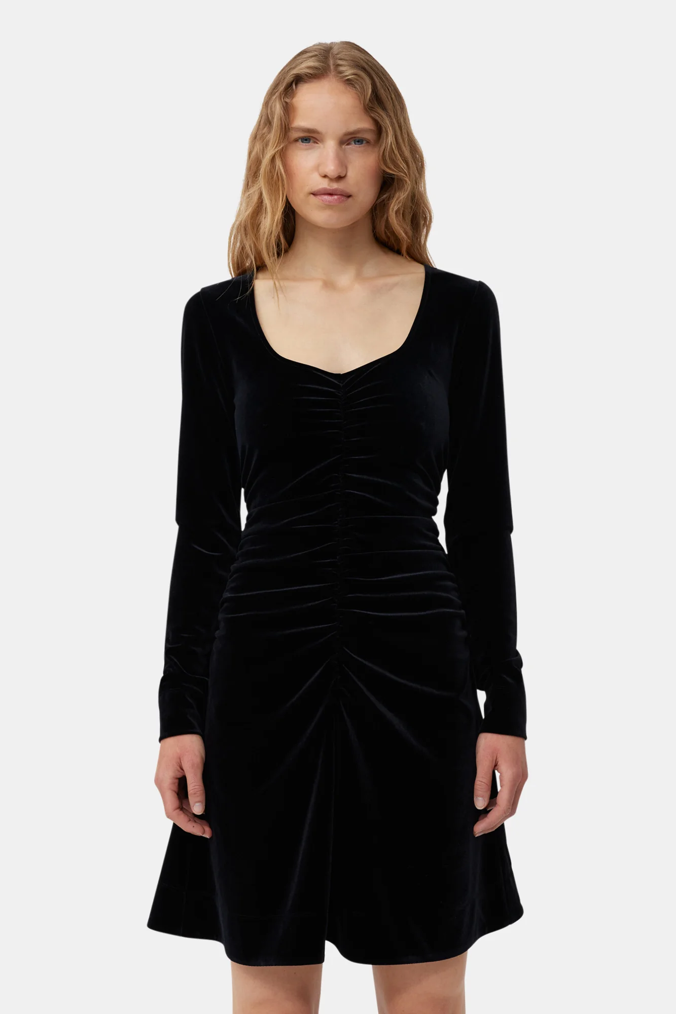 Velvet Jersey Mini Dress | Black - Image 6