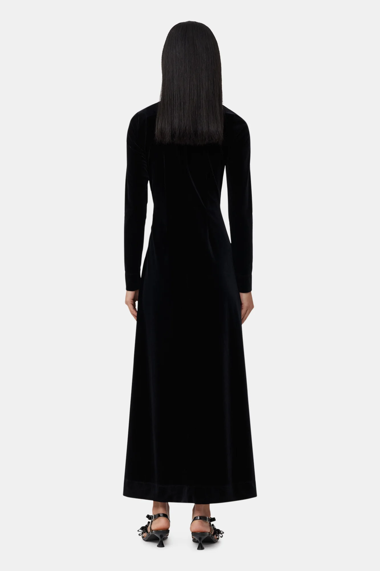 Velvet Jersey Twist Long Dress | Black - Image 4