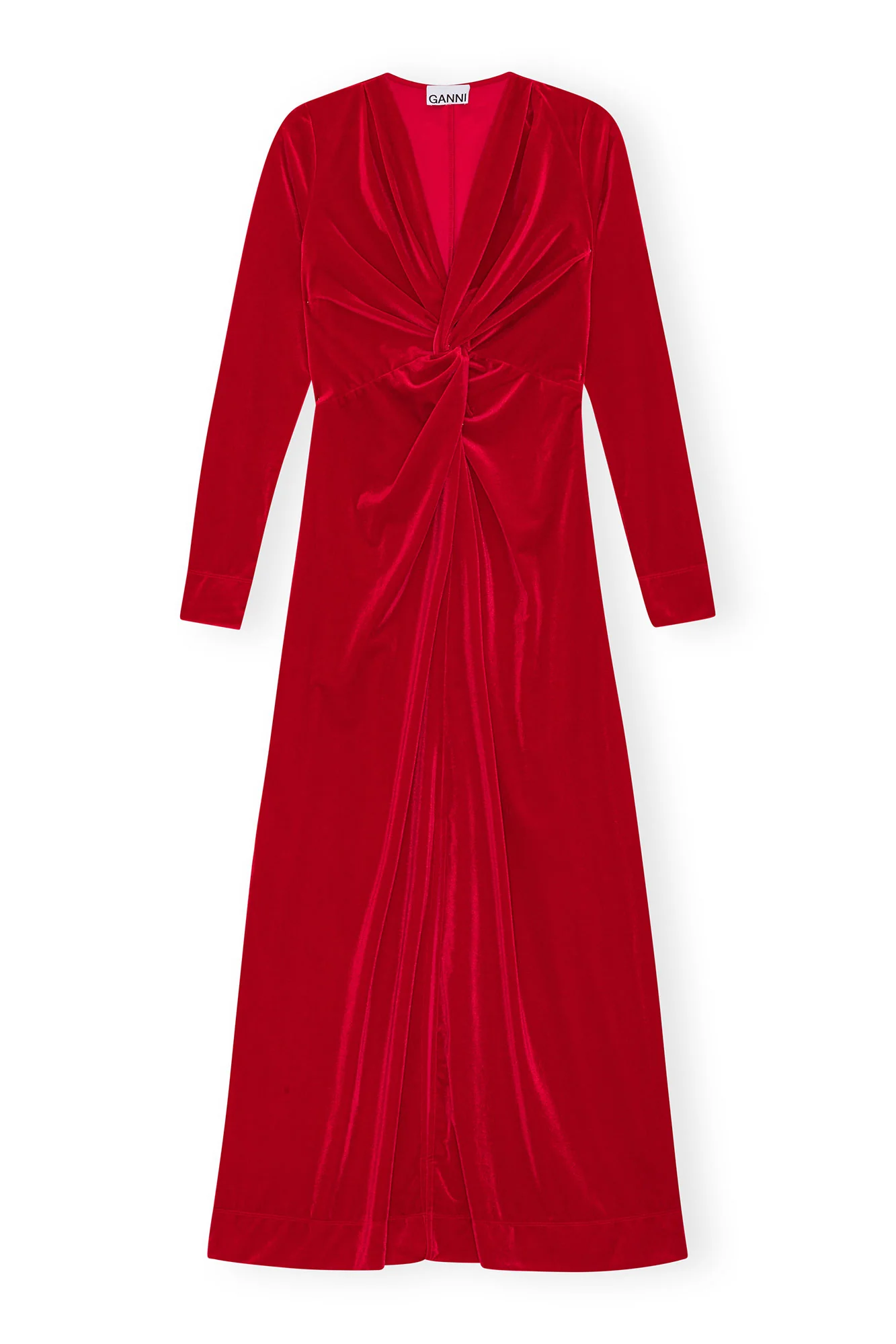 Velvet Jersey Twist Long Dress | Savvy Red
