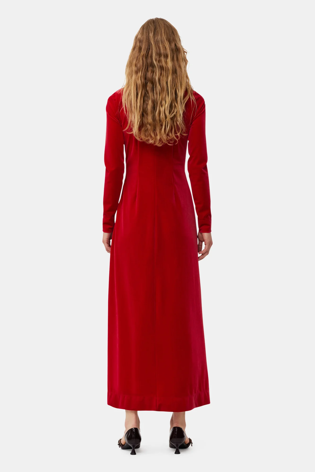 Velvet Jersey Twist Long Dress | Savvy Red - Image 4