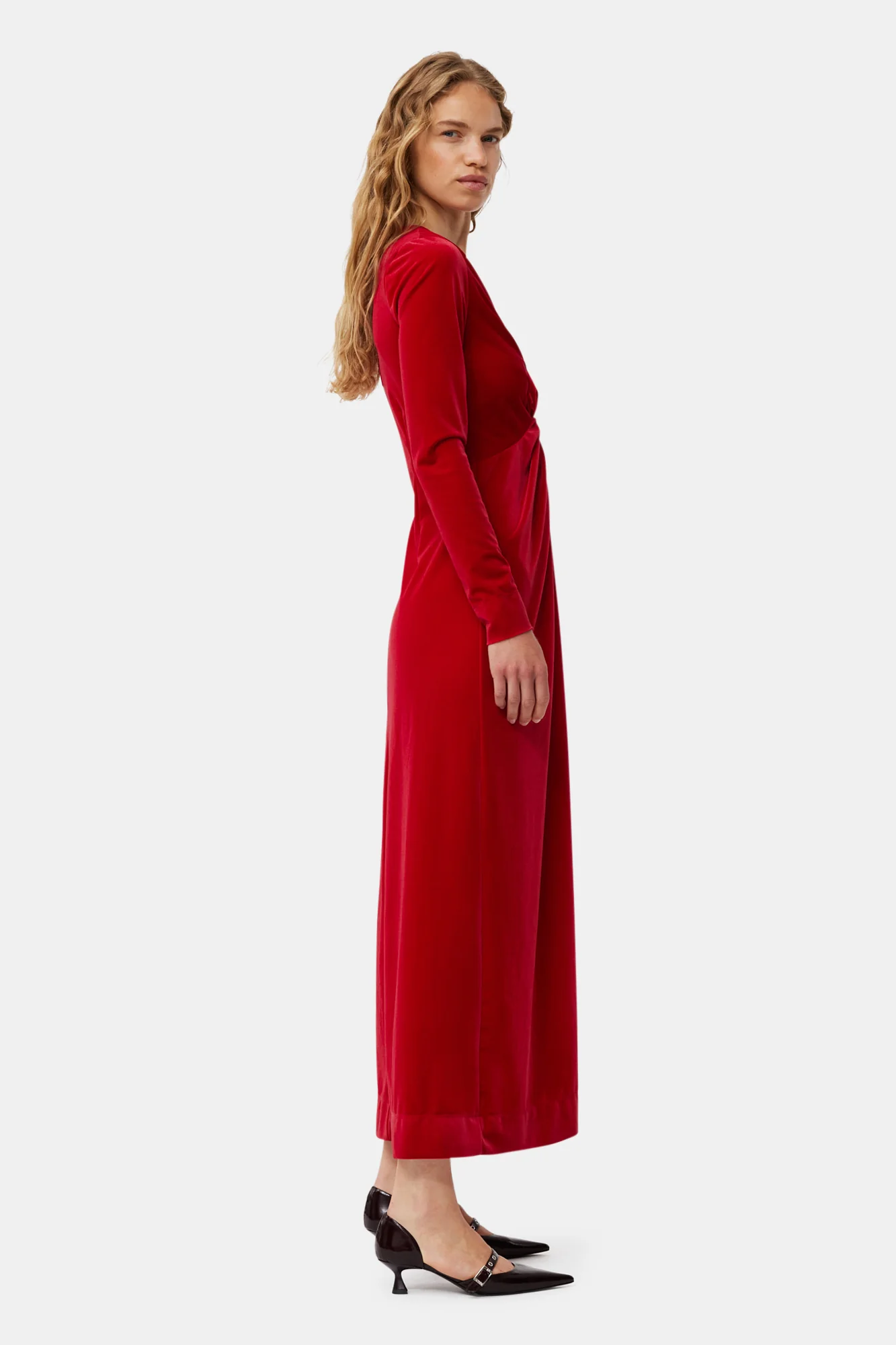 Velvet Jersey Twist Long Dress | Savvy Red - Image 5