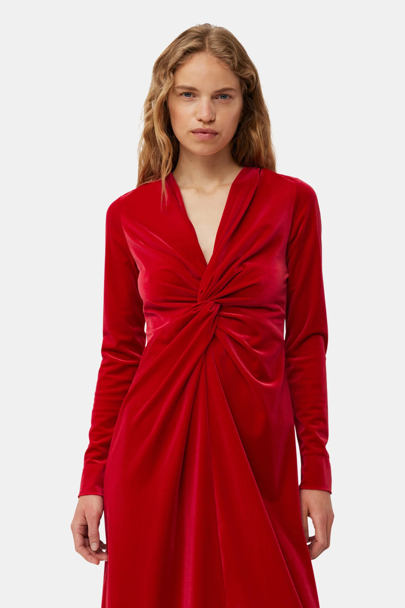 Velvet Jersey Twist Long Dress | Savvy Red - Image 6