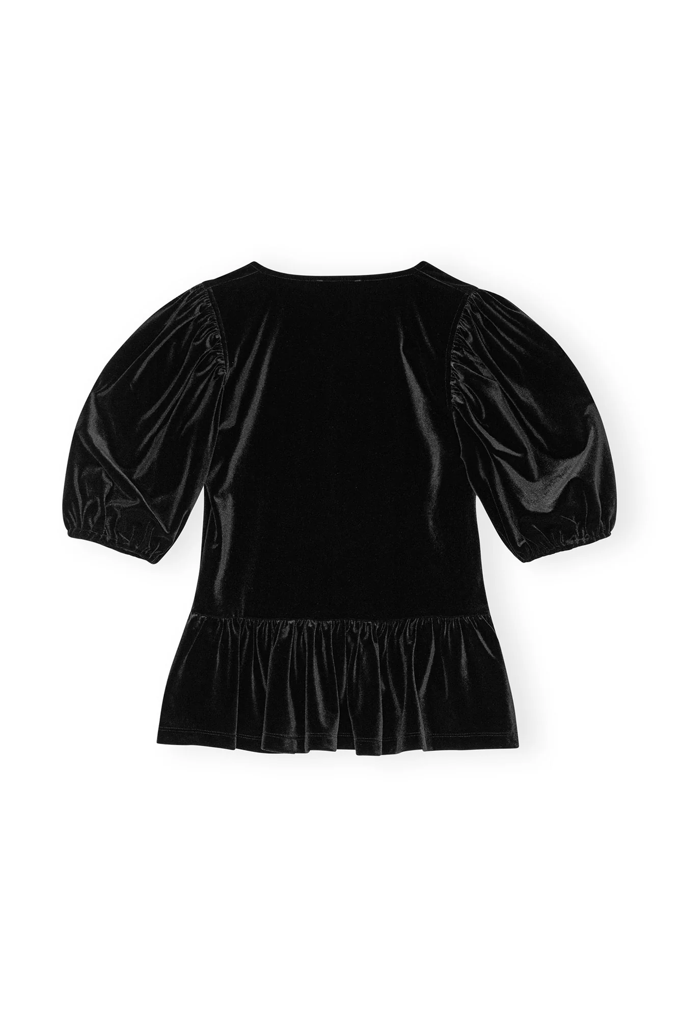 Velvet Jersey V-Neck Blouse | Black - Image 2