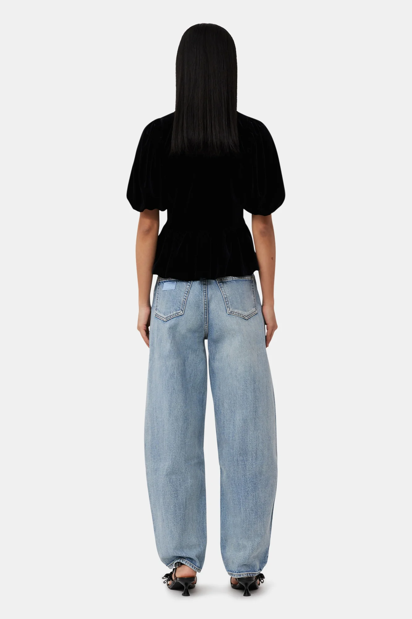Velvet Jersey V-Neck Blouse | Black - Image 5