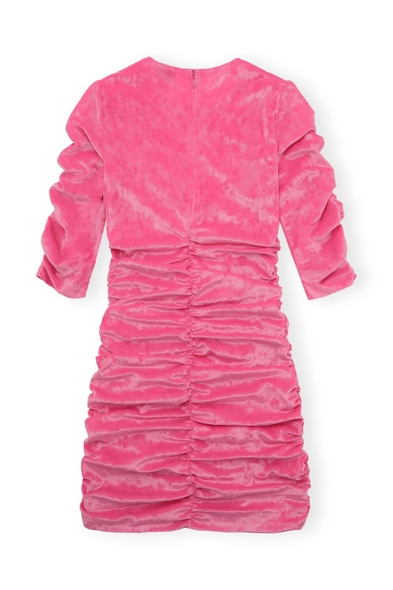 Velvet O-neck Dress | Shocking Pink - Image 2